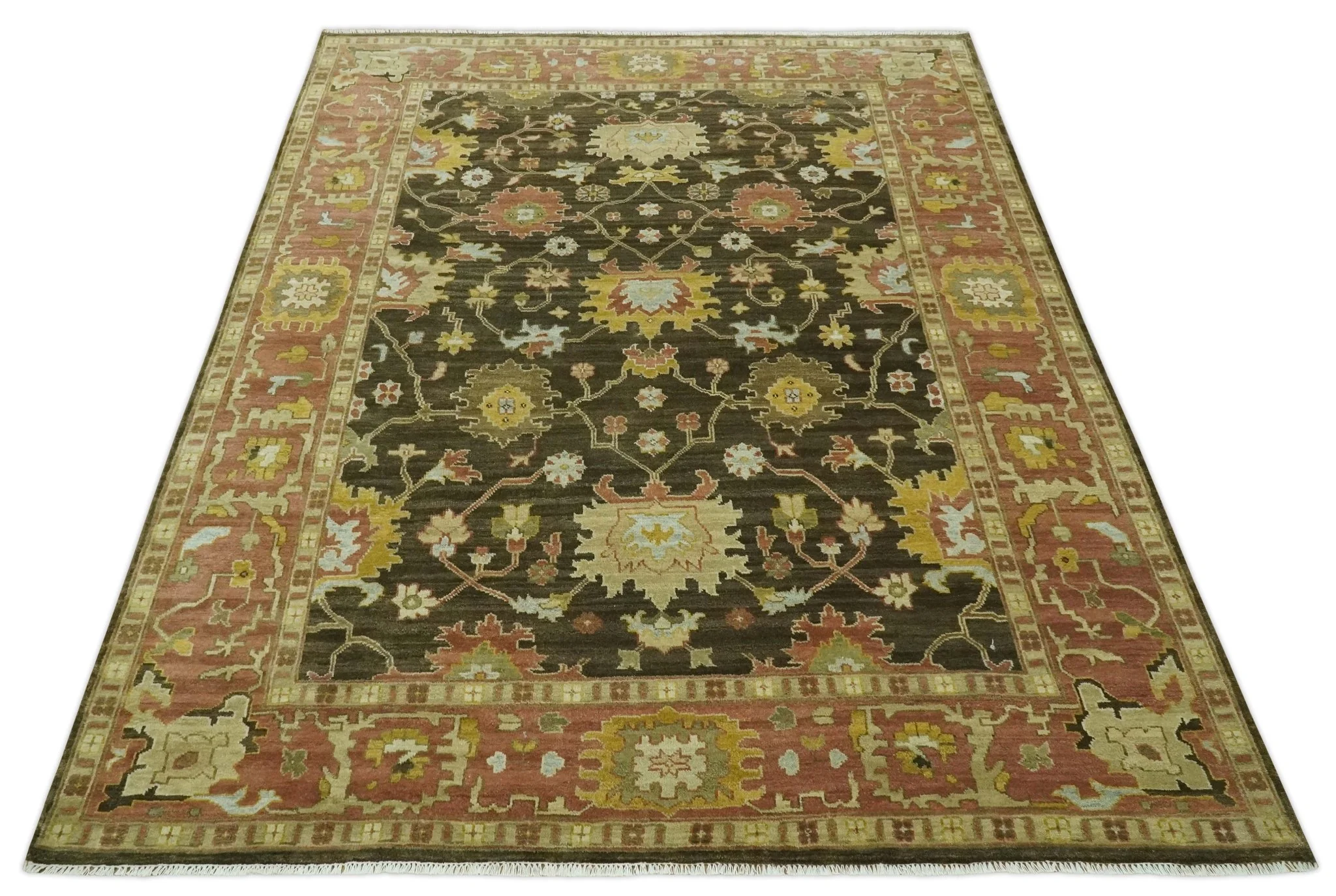 Vintage Style Antique design Green and Rust 8x10 Traditional Floral wool area rug - Image 11