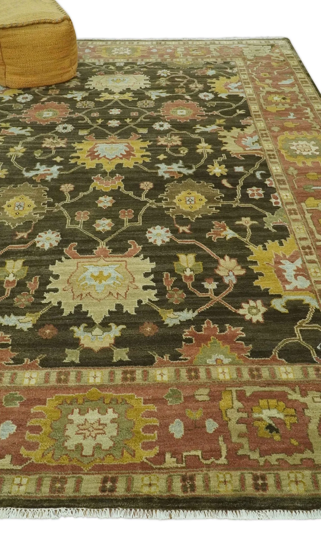 Vintage Style Antique design Green and Rust 8x10 Traditional Floral wool area rug - Image 3