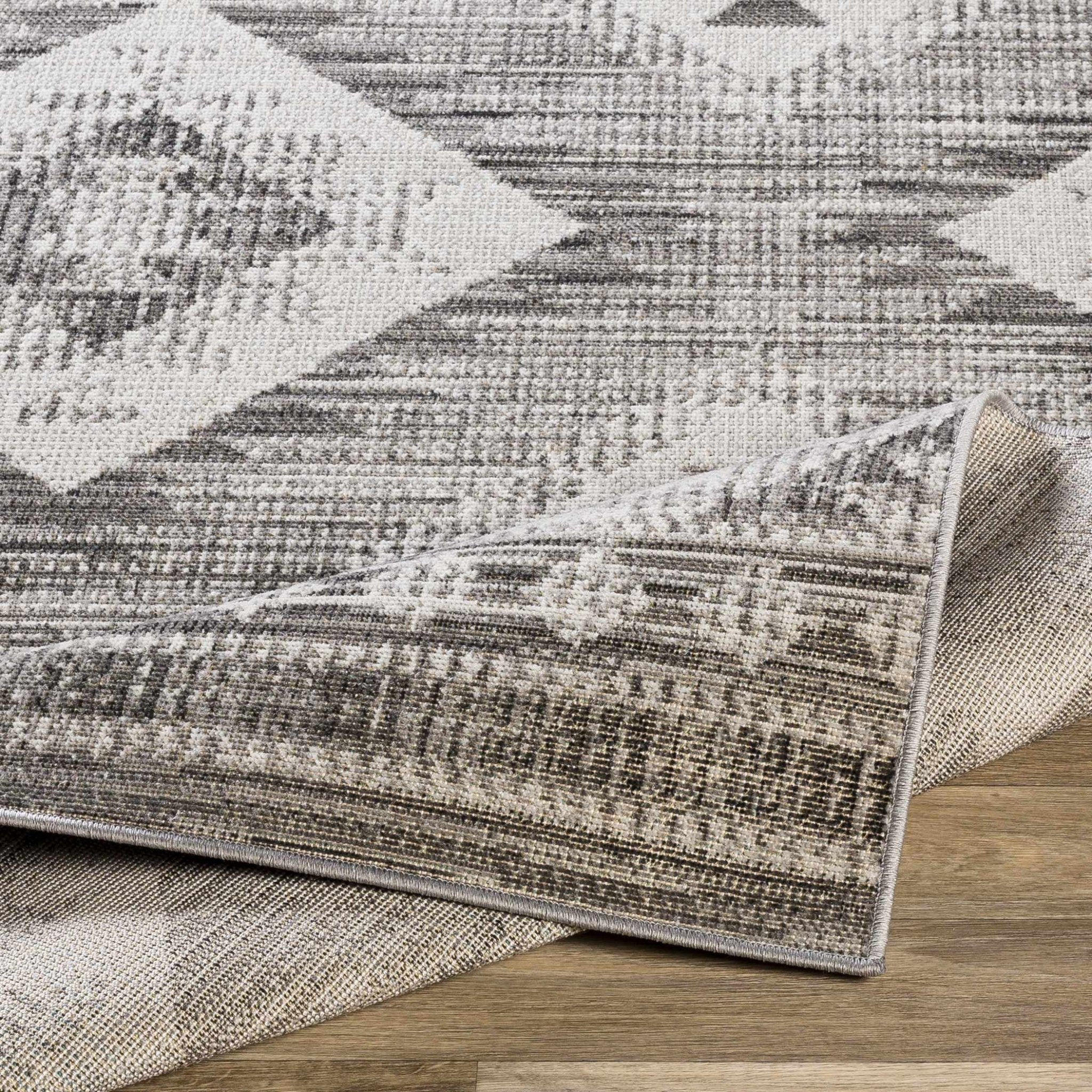 Southwestern Design Ivory and Charcoal Design area rug - Image 5