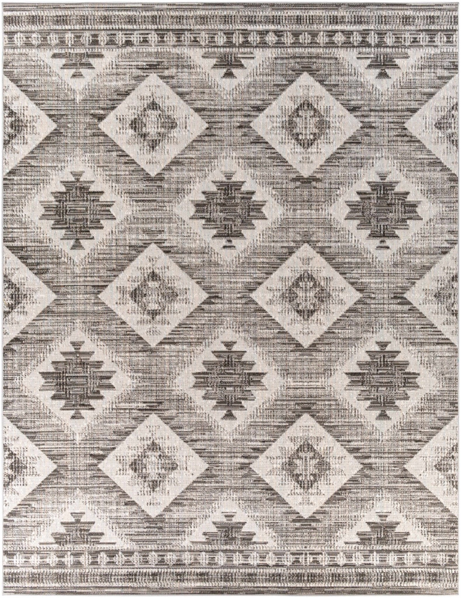 Southwestern Design Ivory and Charcoal Design area rug - Image 8