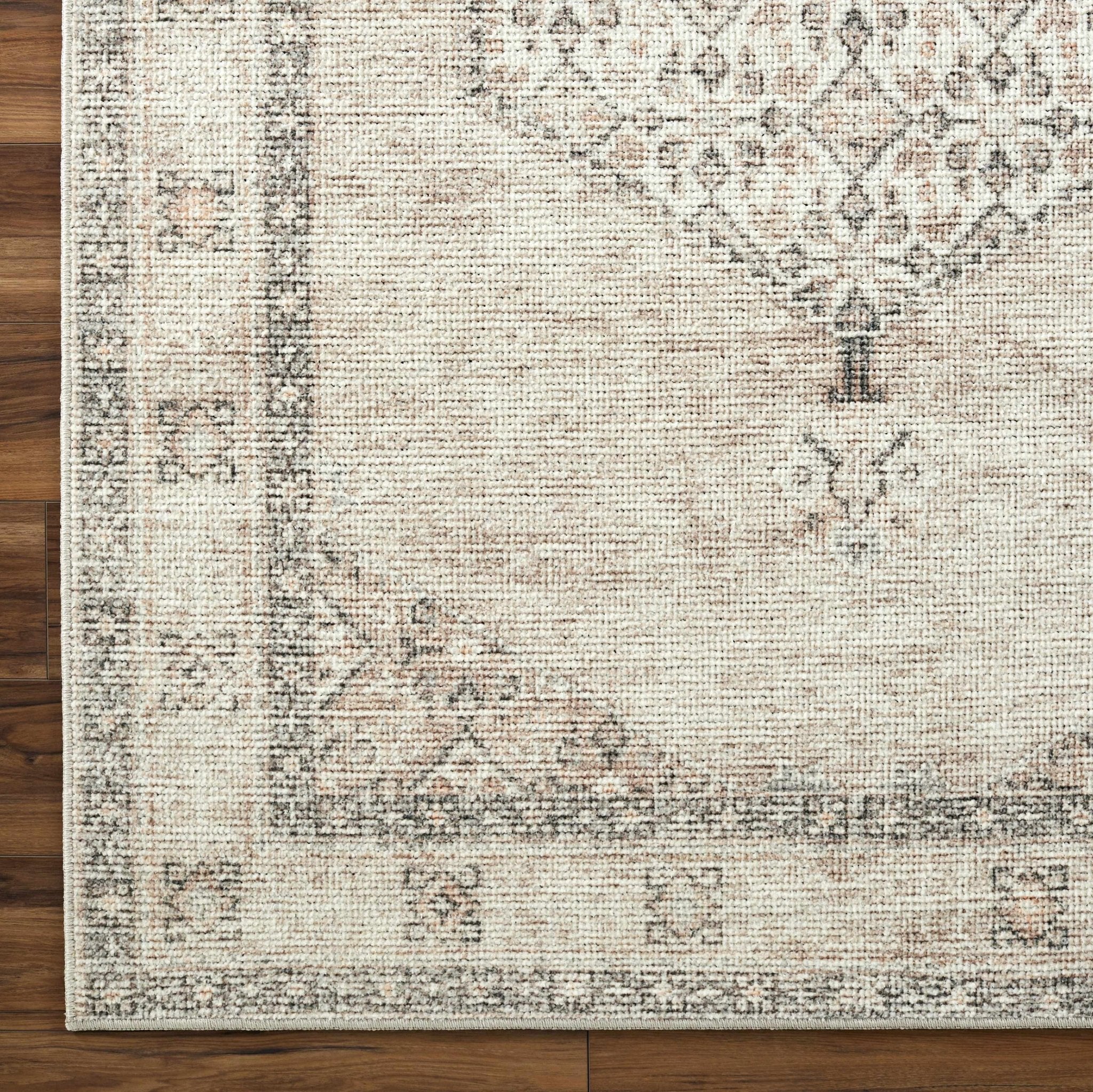 Vintage Style Ivory, Tan and Black Traditional medallion area rug - Image 6