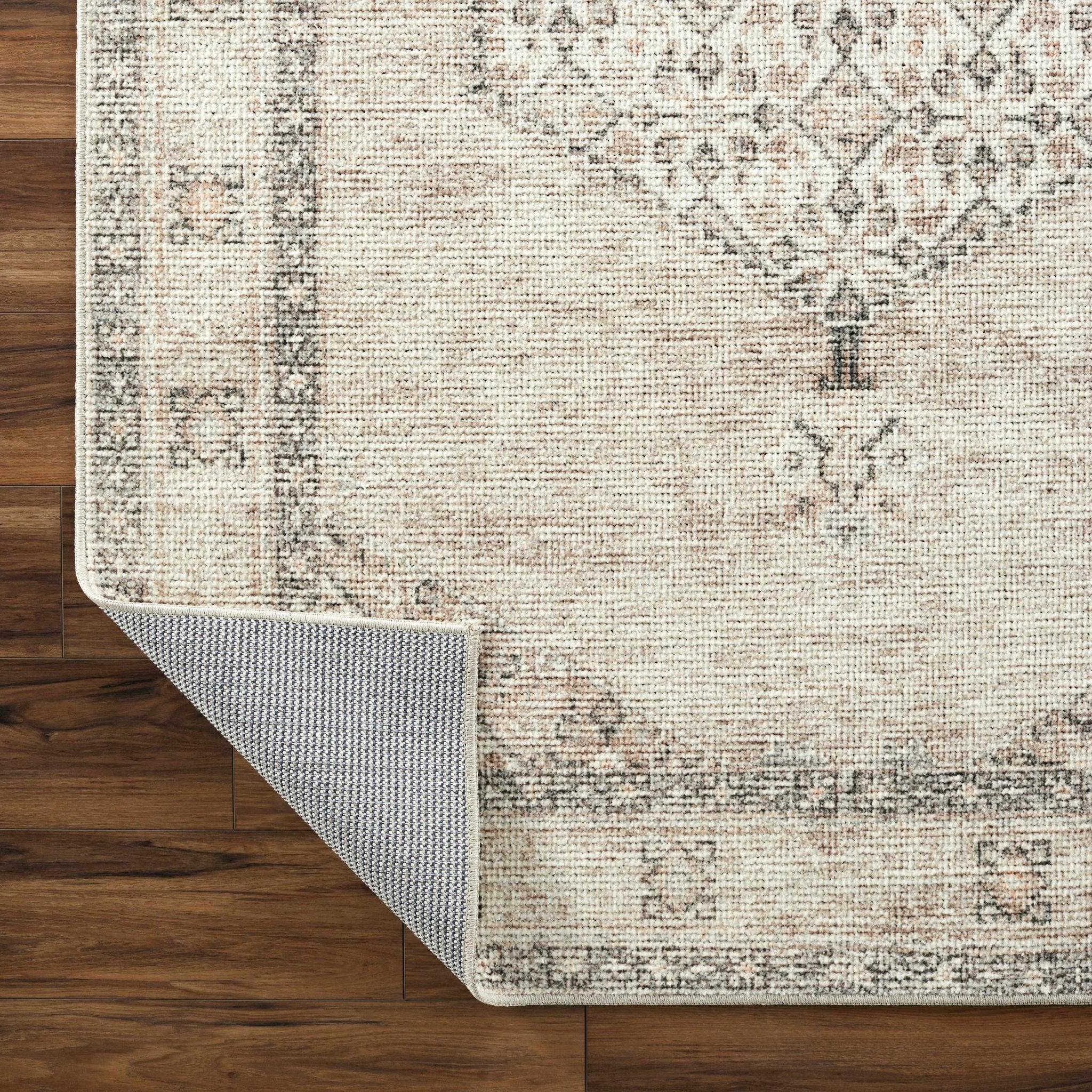 Vintage Style Ivory, Tan and Black Traditional medallion area rug - Image 7