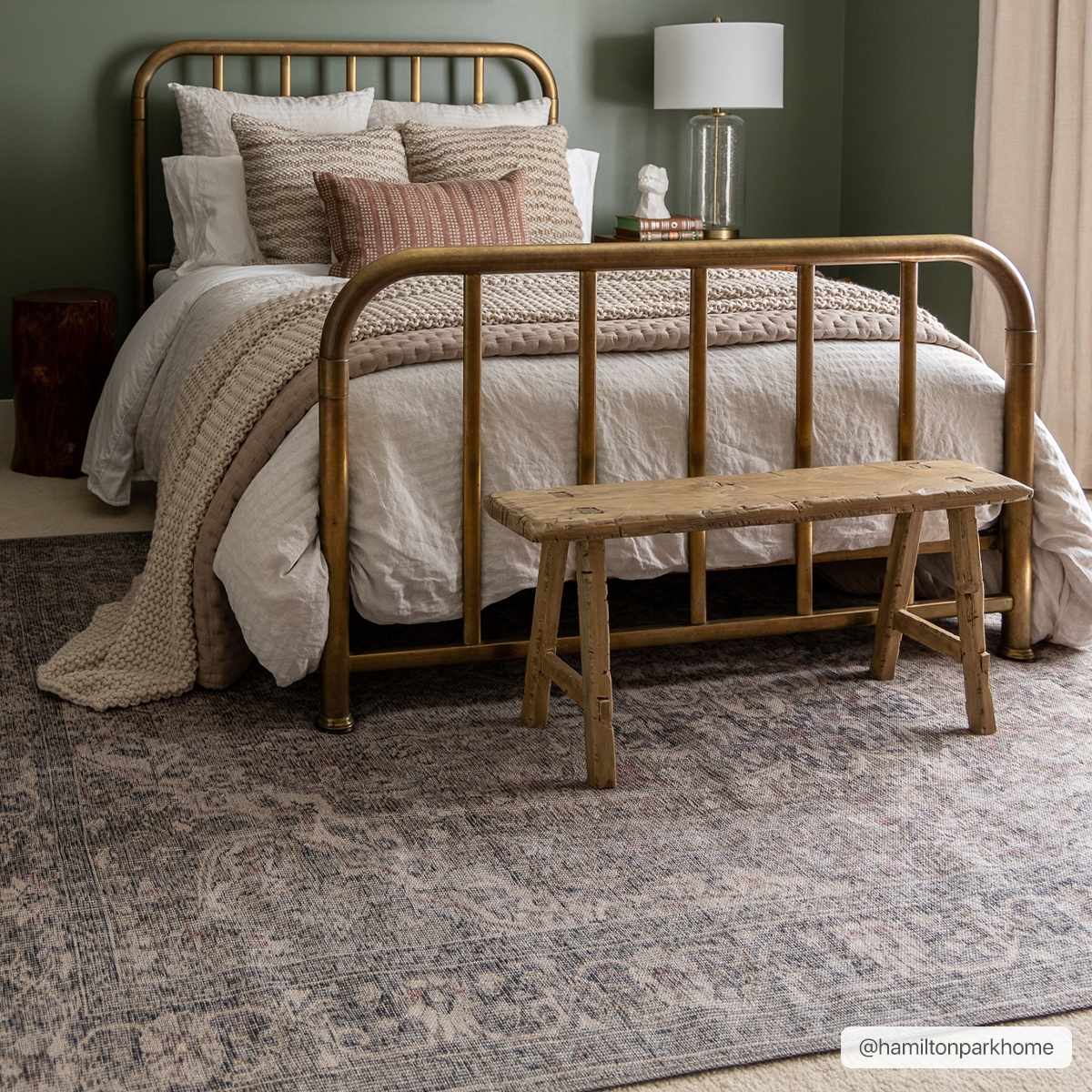Vintage Premium Look Medallion Design Beige, Brown and Charcoal Washable Area Rug - Image 12