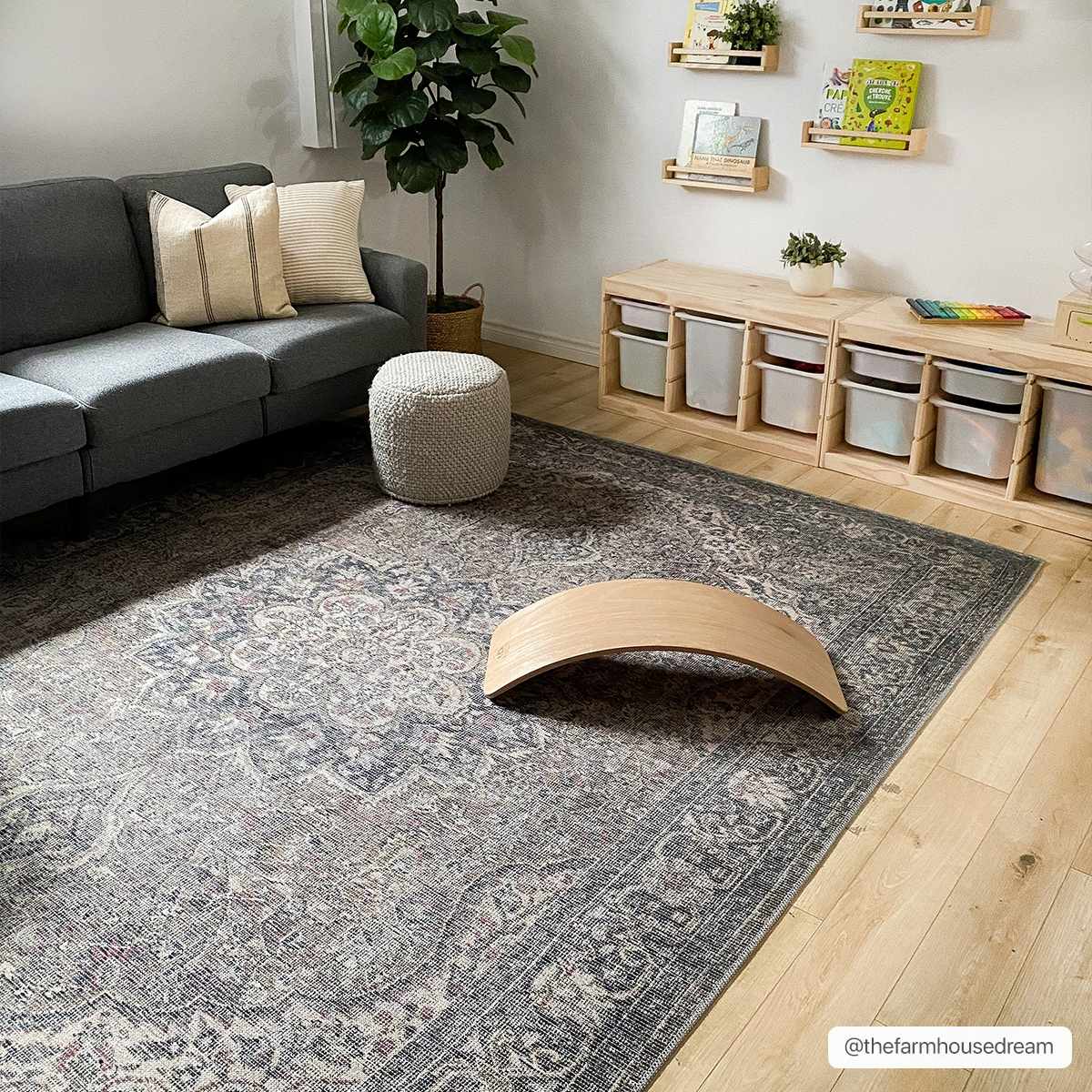 Vintage Premium Look Medallion Design Beige, Brown and Charcoal Washable Area Rug - Image 14