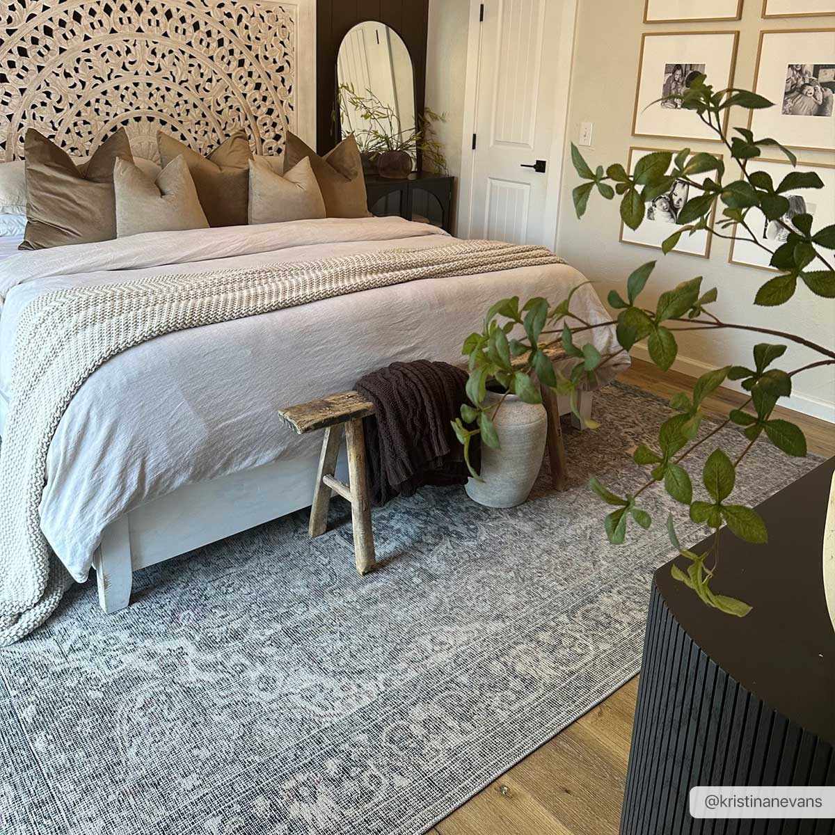 Vintage Premium Look Medallion Design Beige, Brown and Charcoal Washable Area Rug - Image 19
