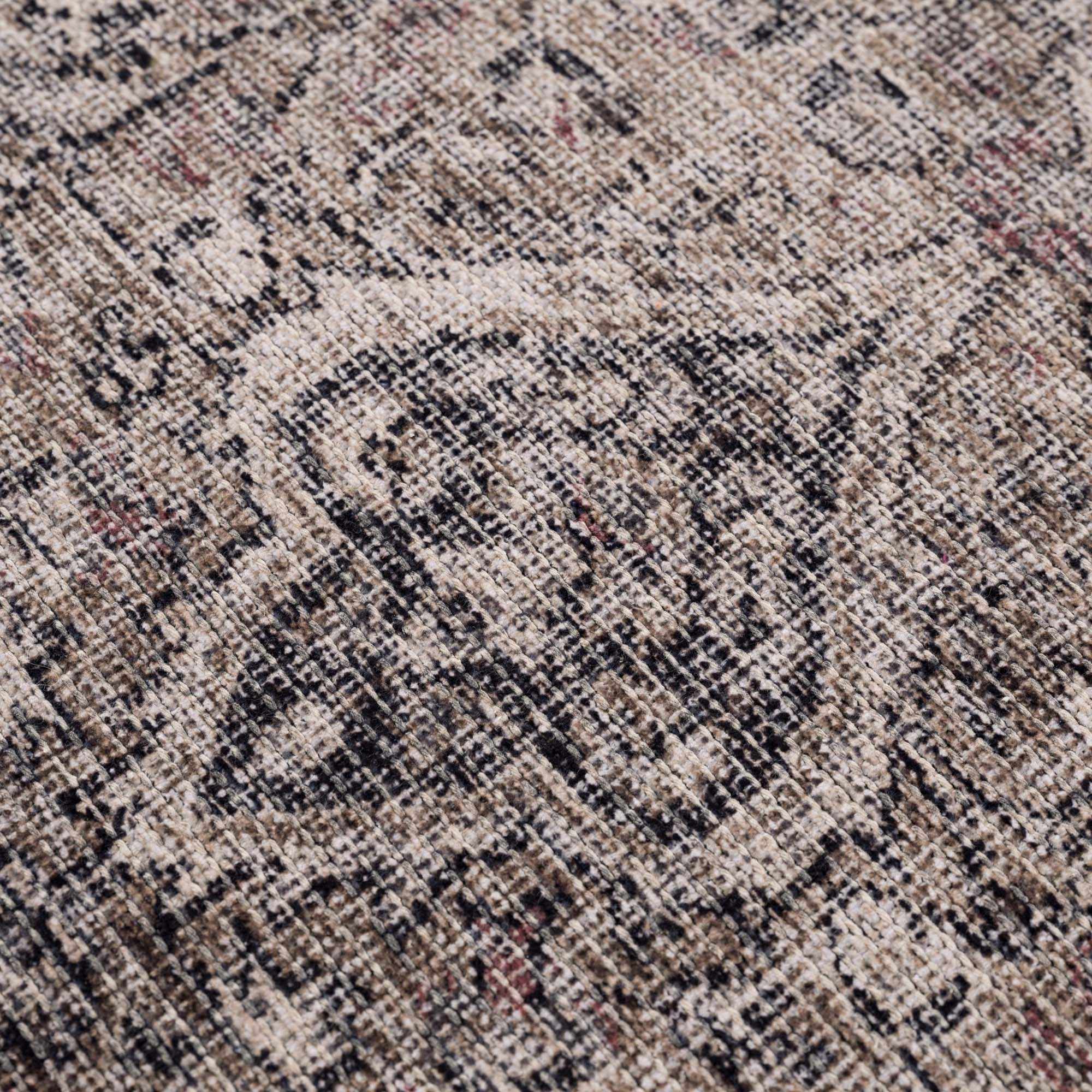 Vintage Premium Look Medallion Design Beige, Brown and Charcoal Washable Area Rug - Image 33