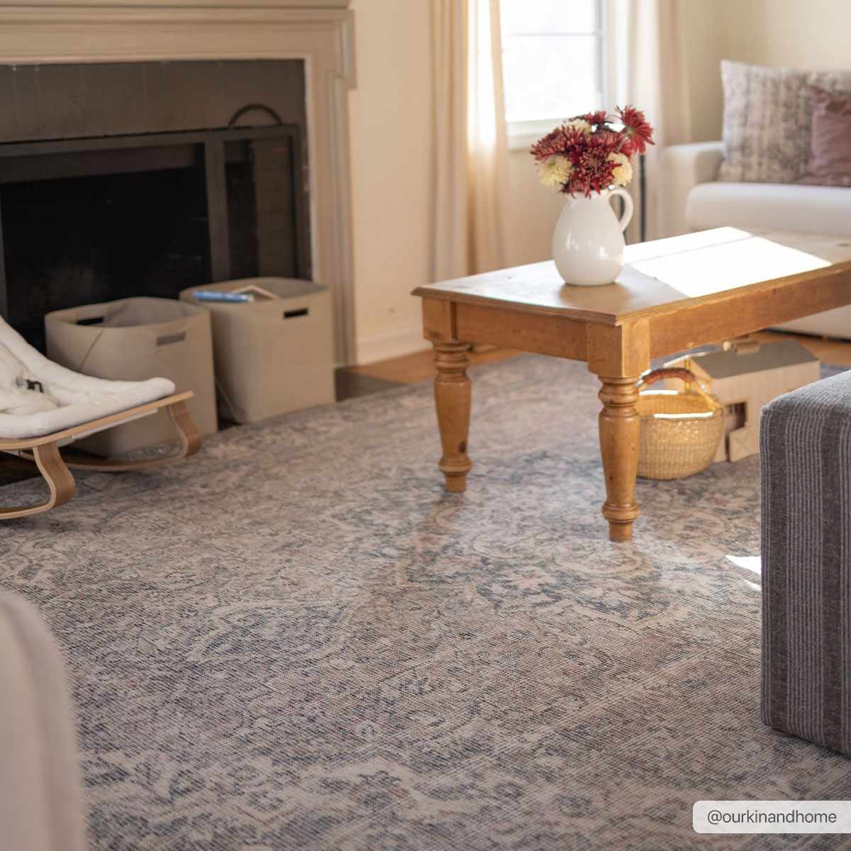 Vintage Premium Look Medallion Design Beige, Brown and Charcoal Washable Area Rug - Image 4