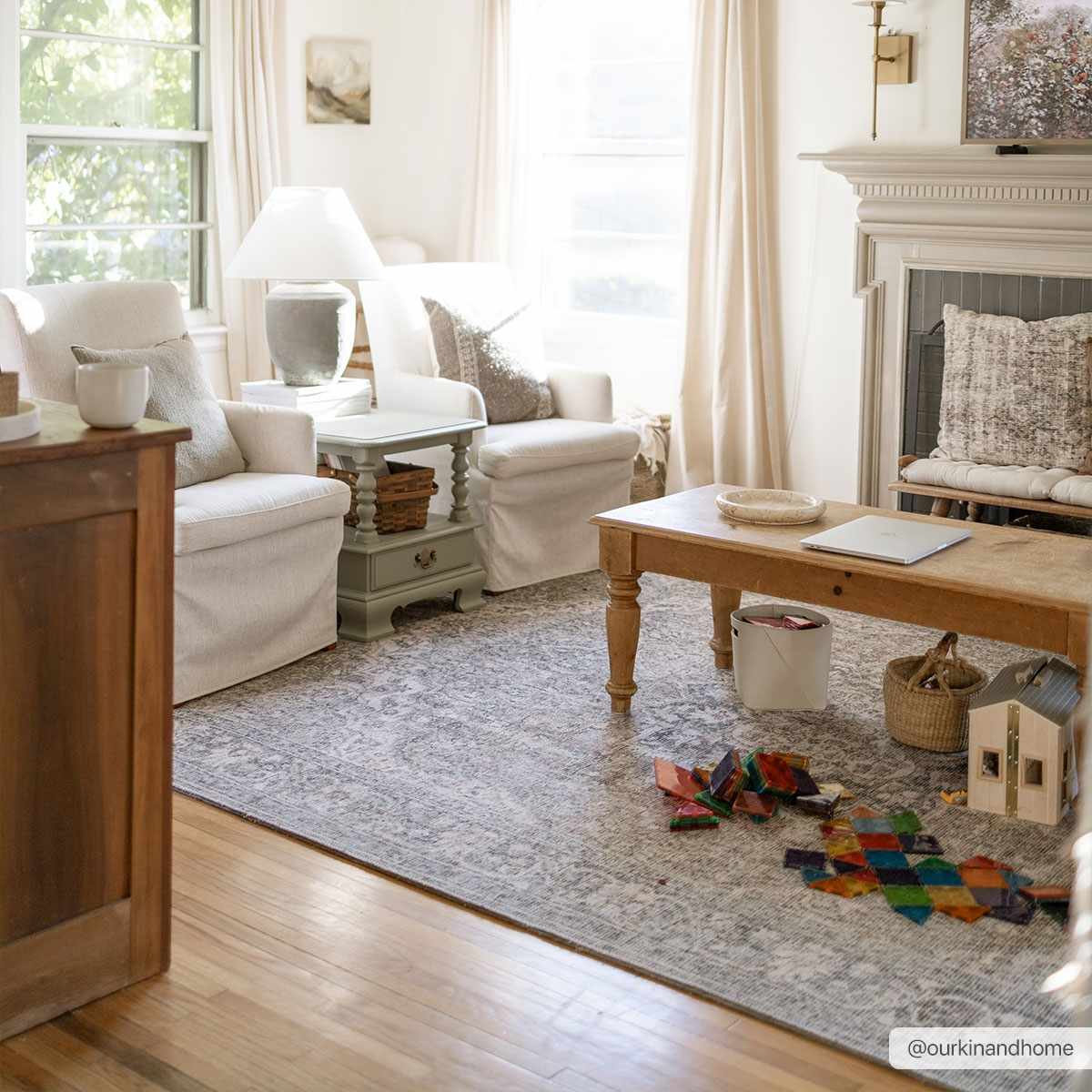 Vintage Premium Look Medallion Design Beige, Brown and Charcoal Washable Area Rug - Image 5