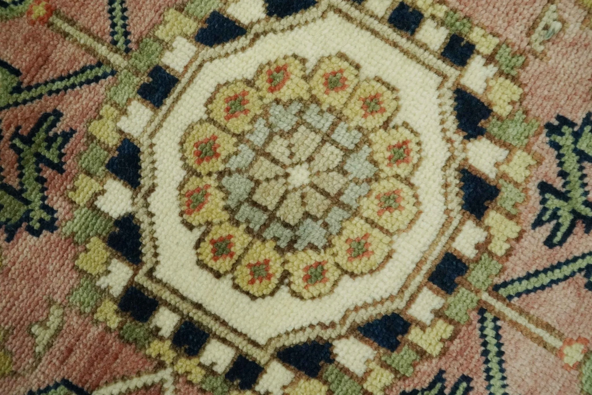 Vintage Style Olive, Rust and Ivory Fine Hand Knotted 8x10 wool area rug - Image 4
