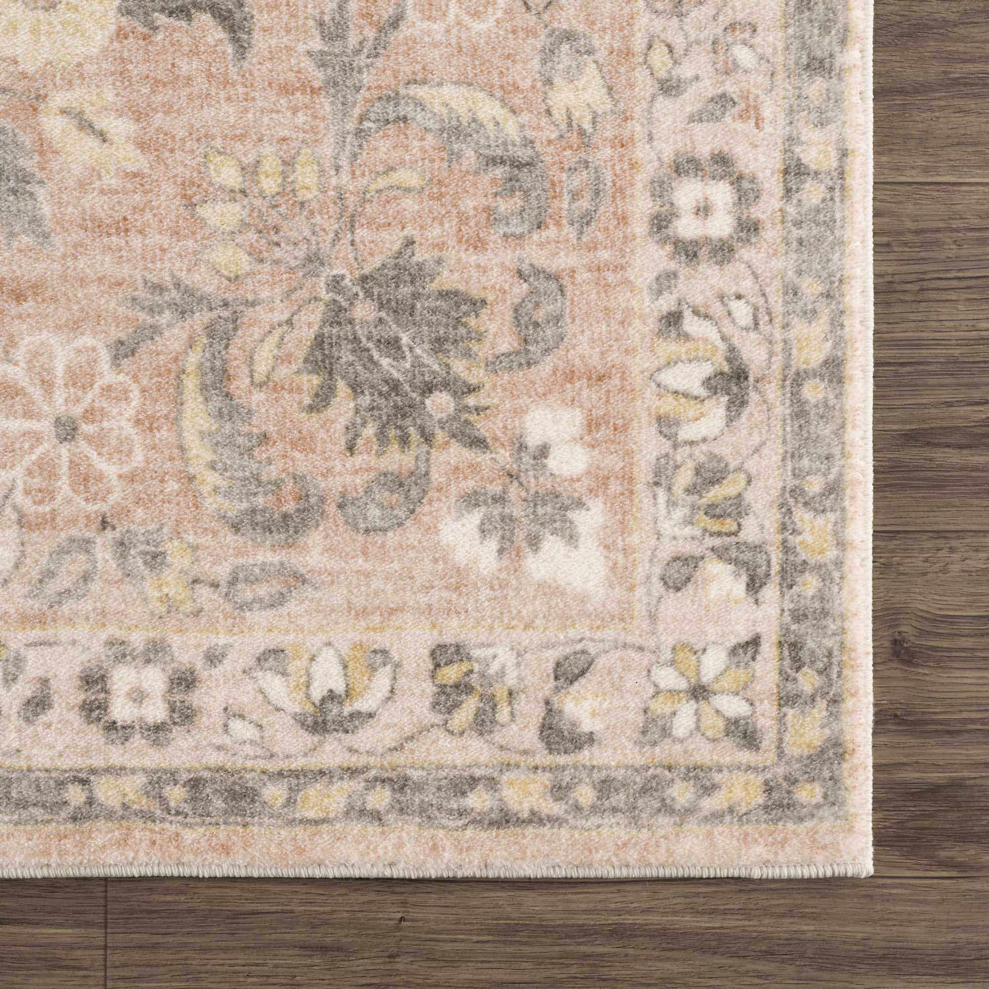 Vintage style Peach and Gray Traditional Floral area rug - Image 14