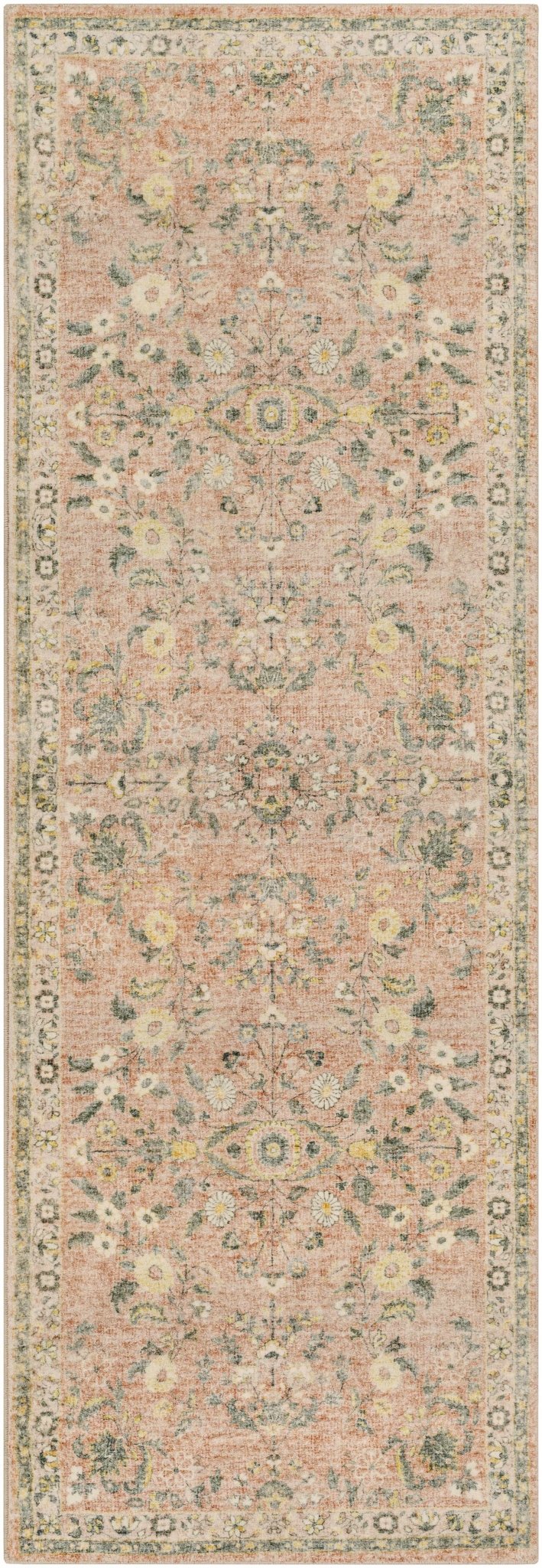 Vintage style Peach and Gray Traditional Floral area rug - Image 3