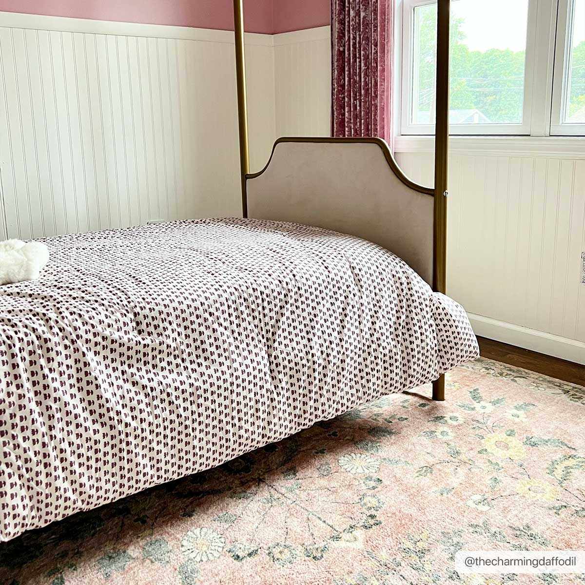 Vintage style Peach and Gray Traditional Floral area rug - Image 4