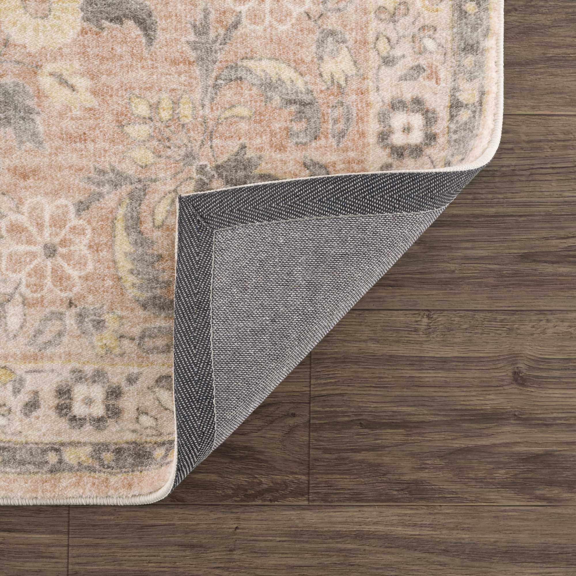 Vintage style Peach and Gray Traditional Floral area rug - Image 7