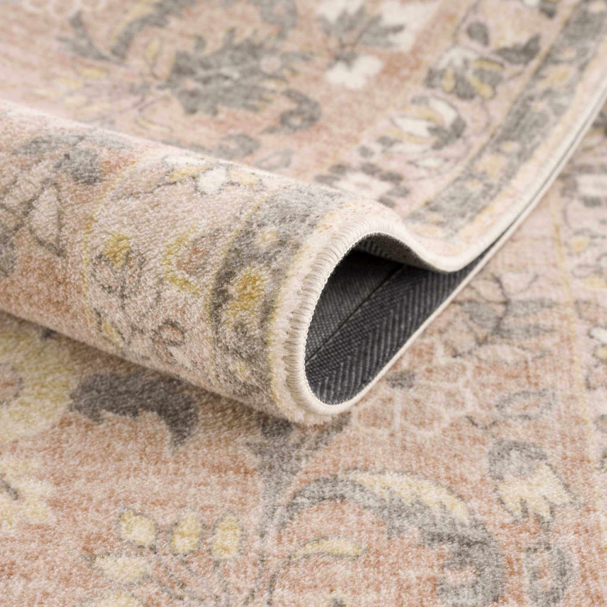 Vintage style Peach and Gray Traditional Floral area rug - Image 8