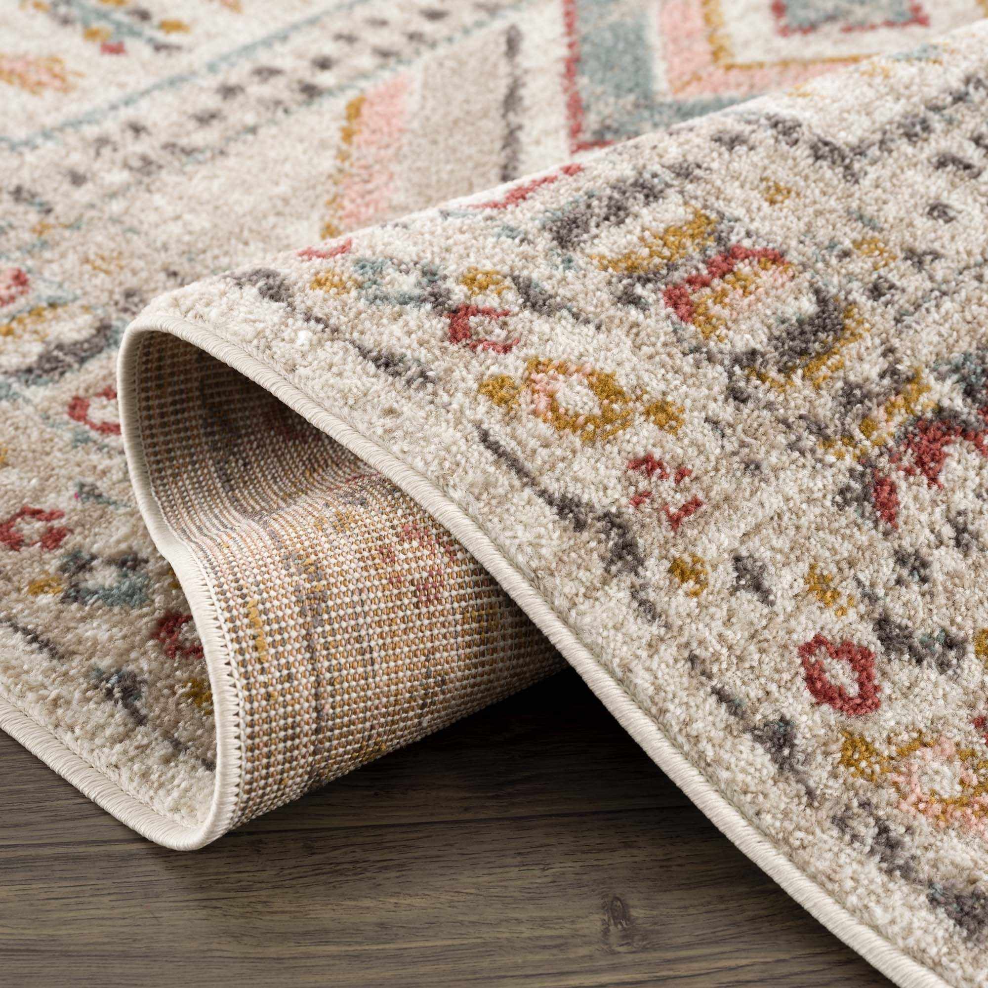 Vintage Style Woven Peach, Beige And Gray Southwestern Tribal Design Rug - Image 11