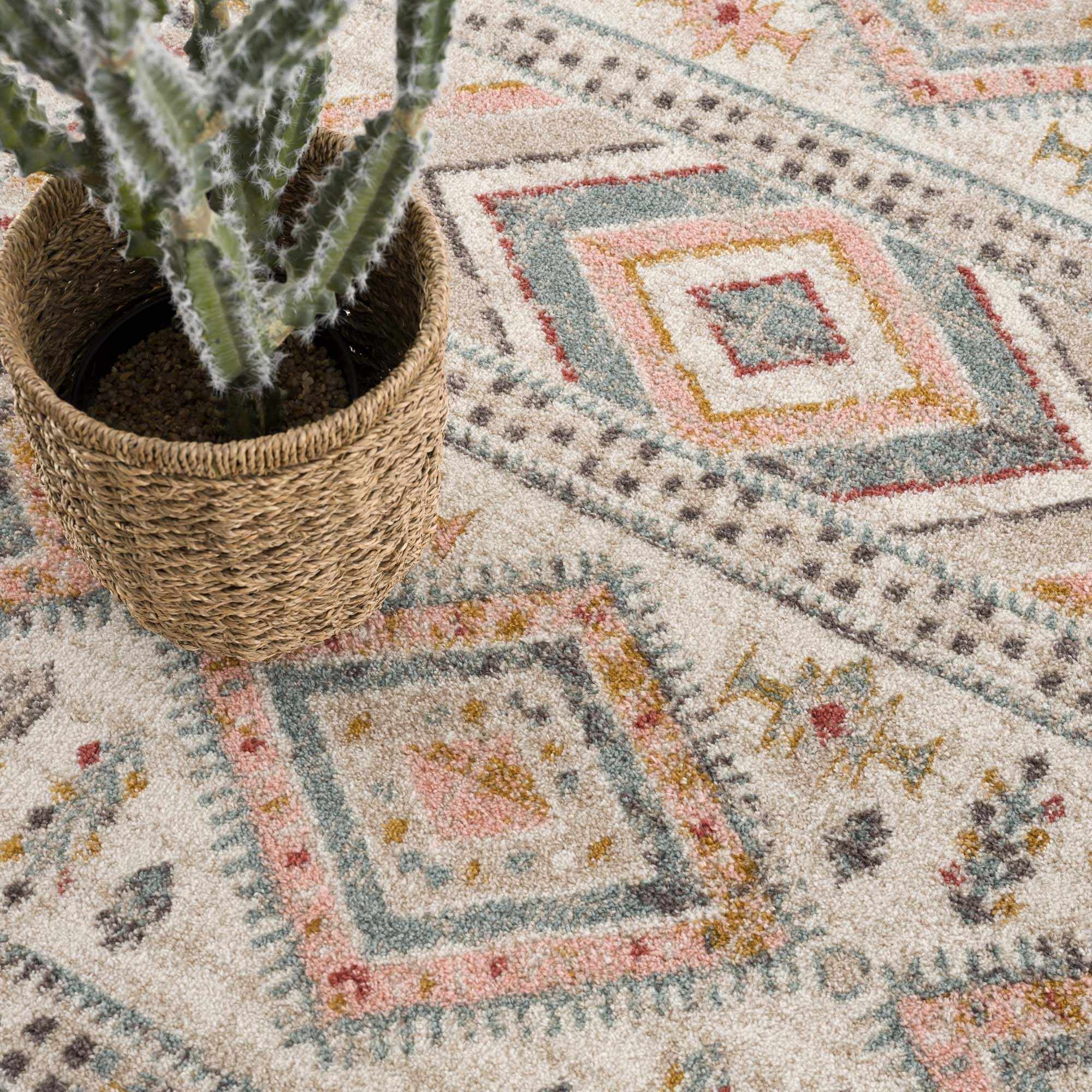 Vintage Style Woven Peach, Beige And Gray Southwestern Tribal Design Rug - Image 15