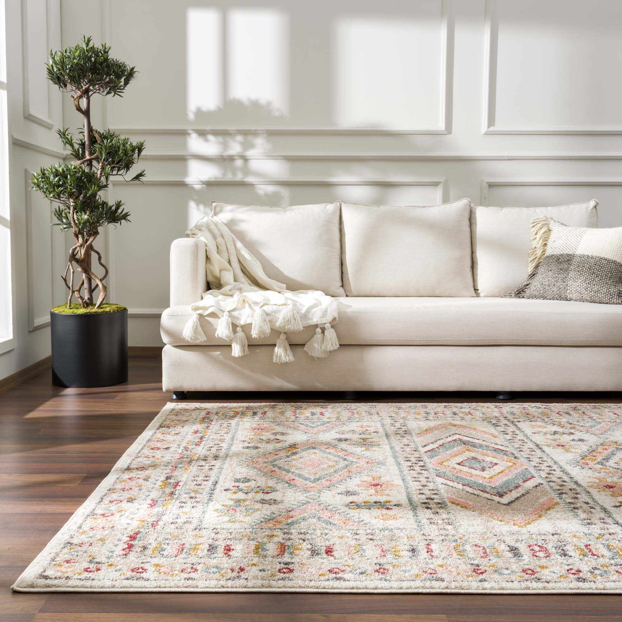Vintage Style Woven Peach, Beige And Gray Southwestern Tribal Design Rug - Image 18