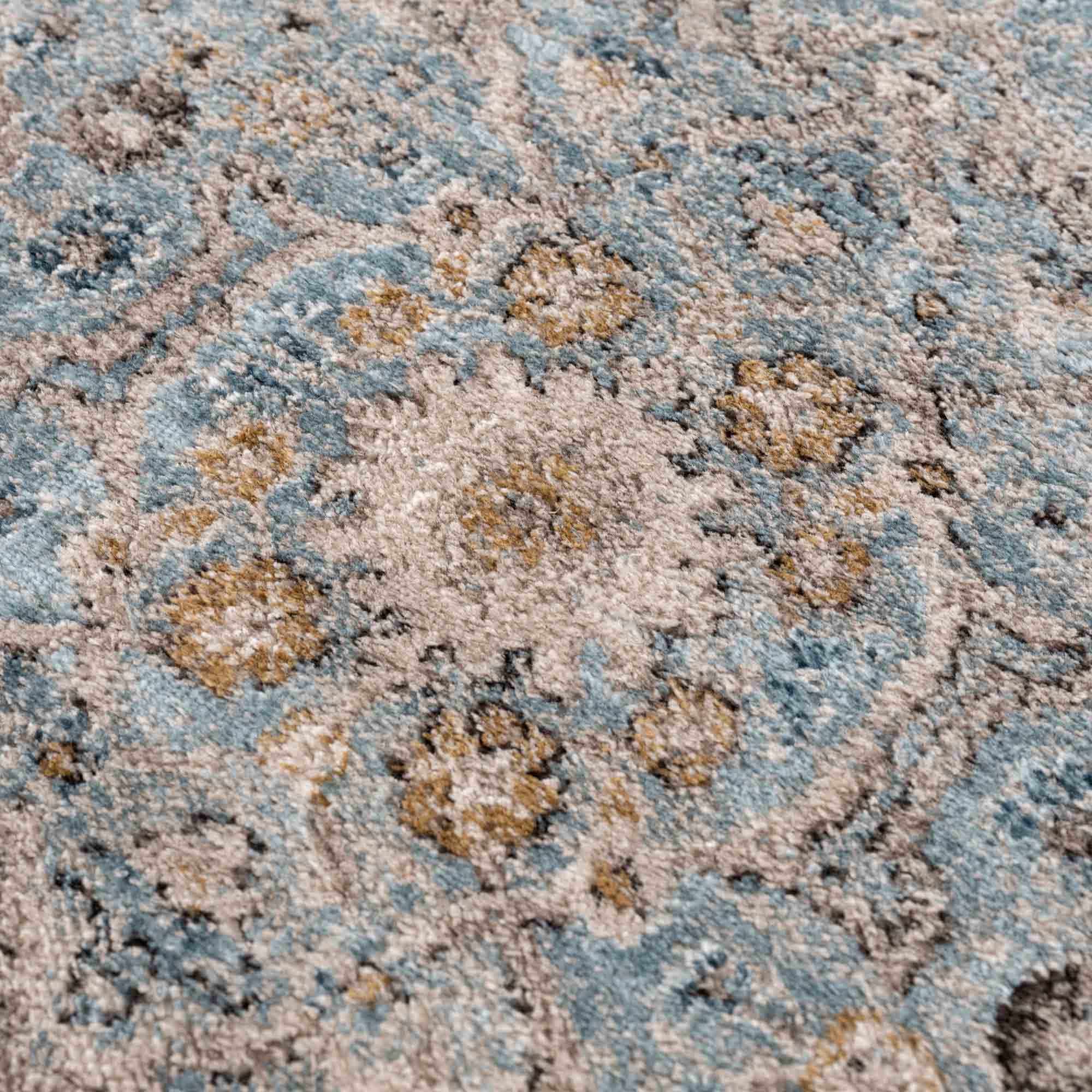Vintage Style Peach, Blue and Charcoal Traditional Turkish Design Area Rug - Image 10