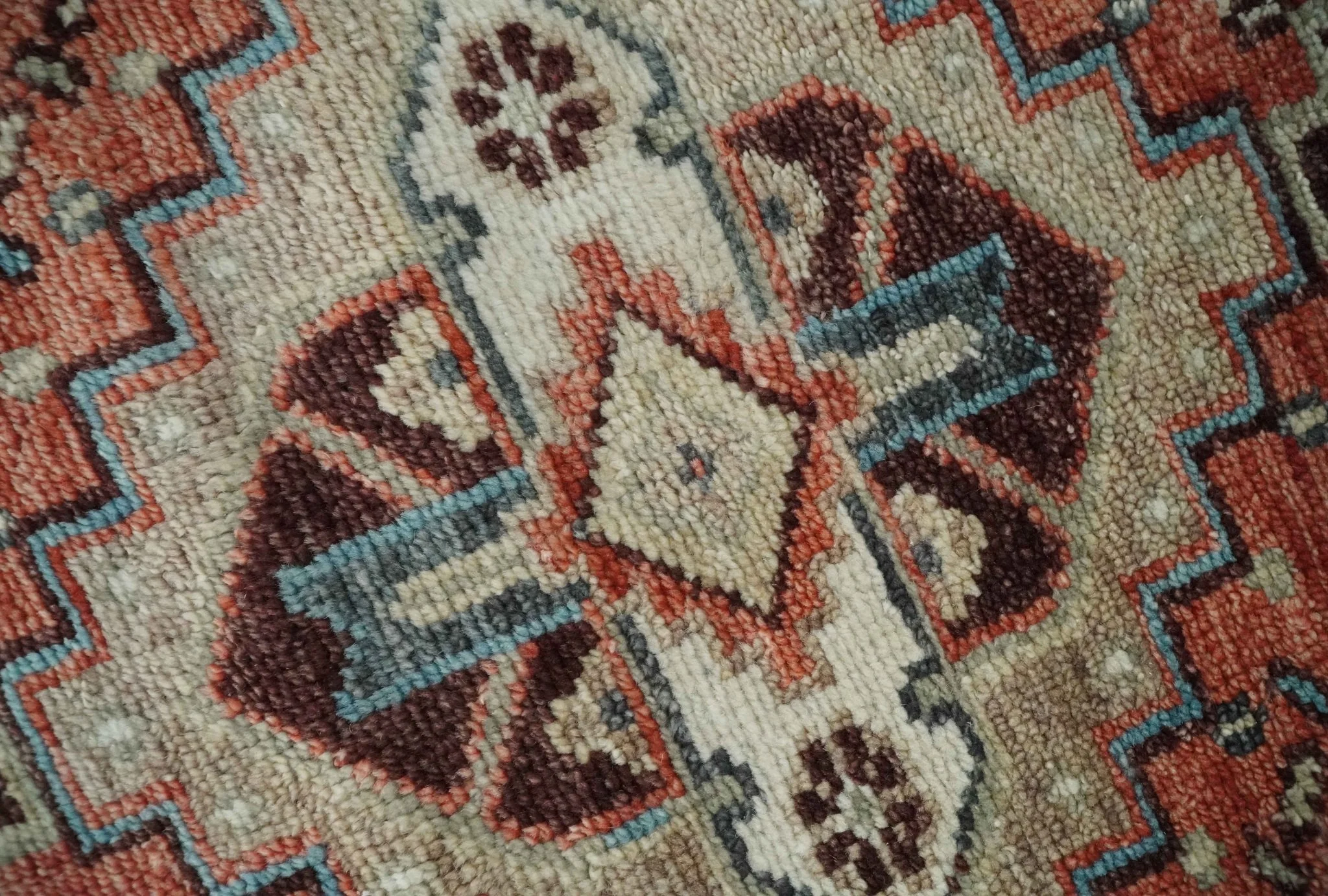 Custom Made Turkish Style Rust and Charcoal Traditional Medallion Hand knotted wool Area Rug - Image 4