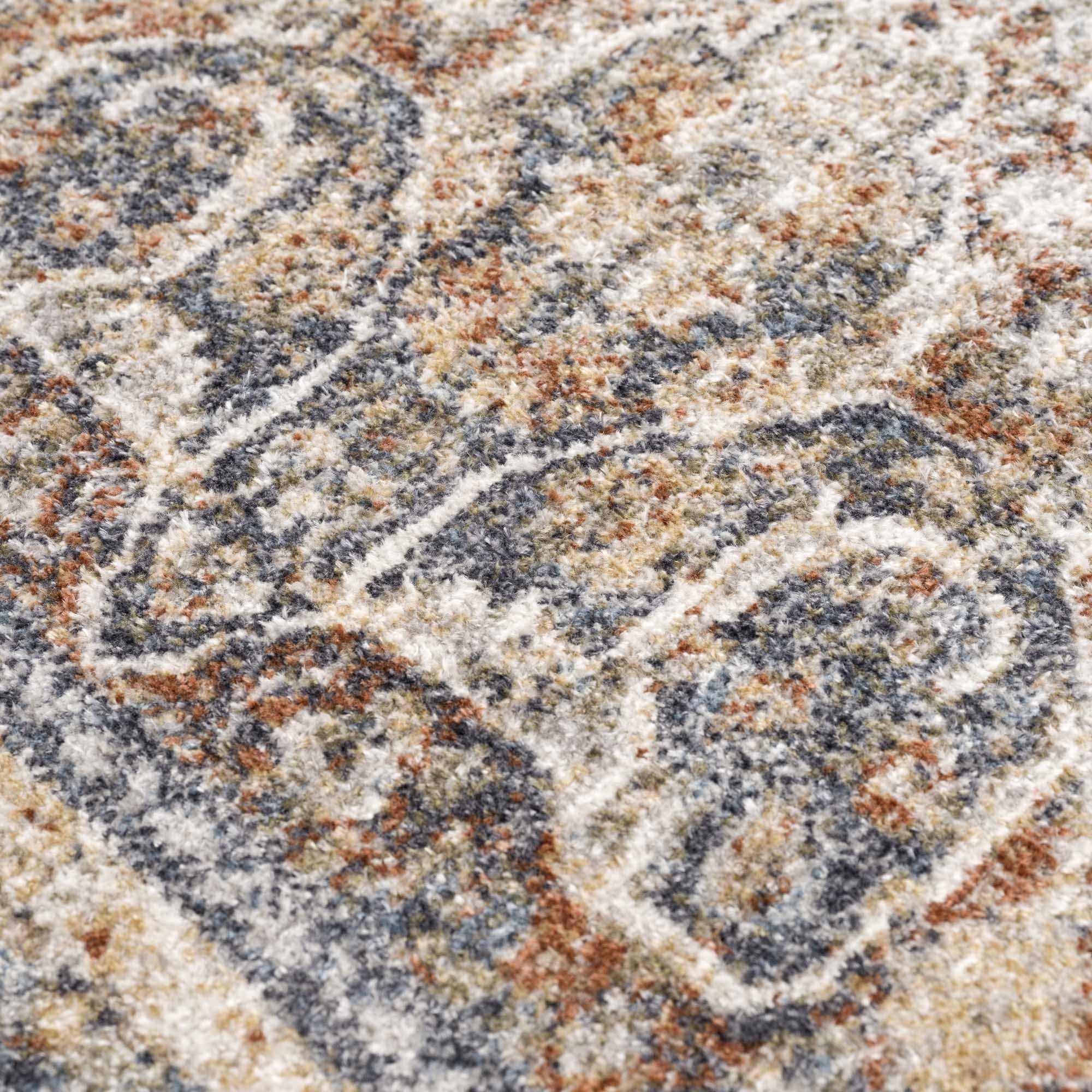 Vintage style Rust, Charcoal and Beige Traditional Design washable rug - Image 10