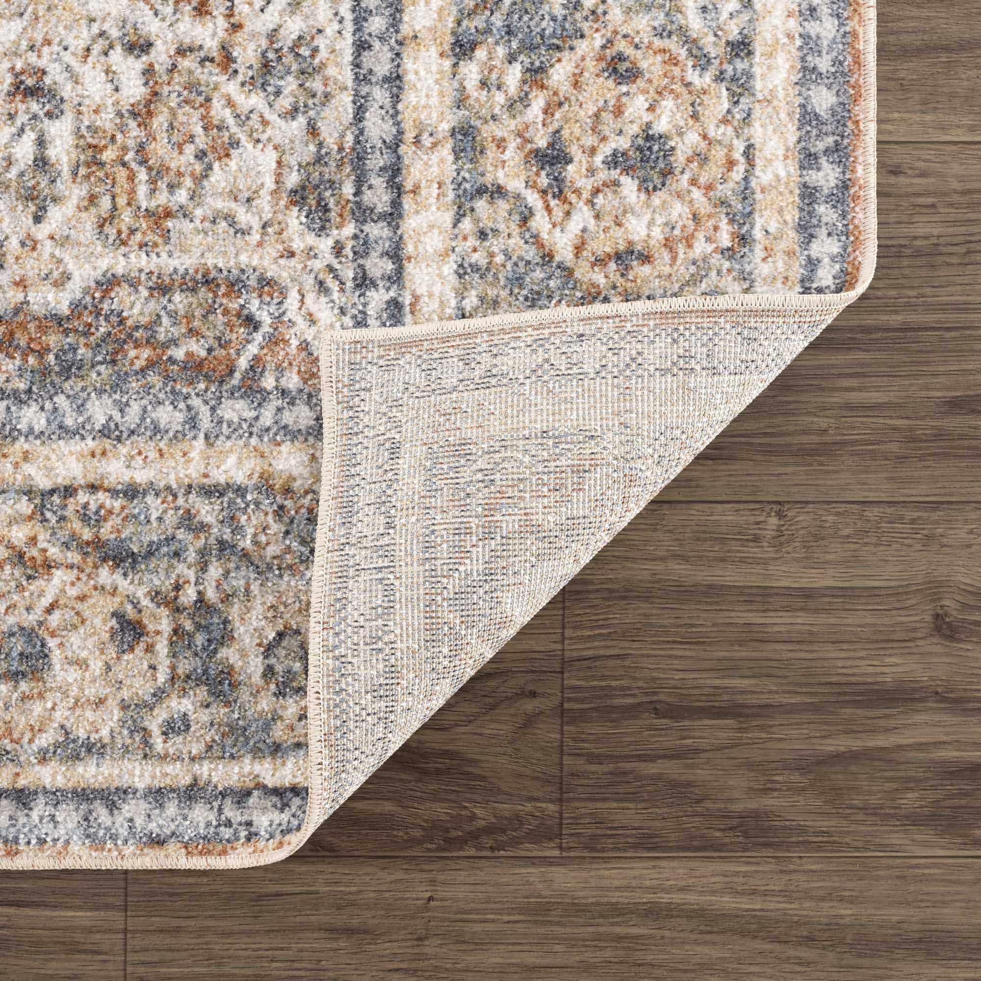 Vintage style Rust, Charcoal and Beige Traditional Design washable rug - Image 5