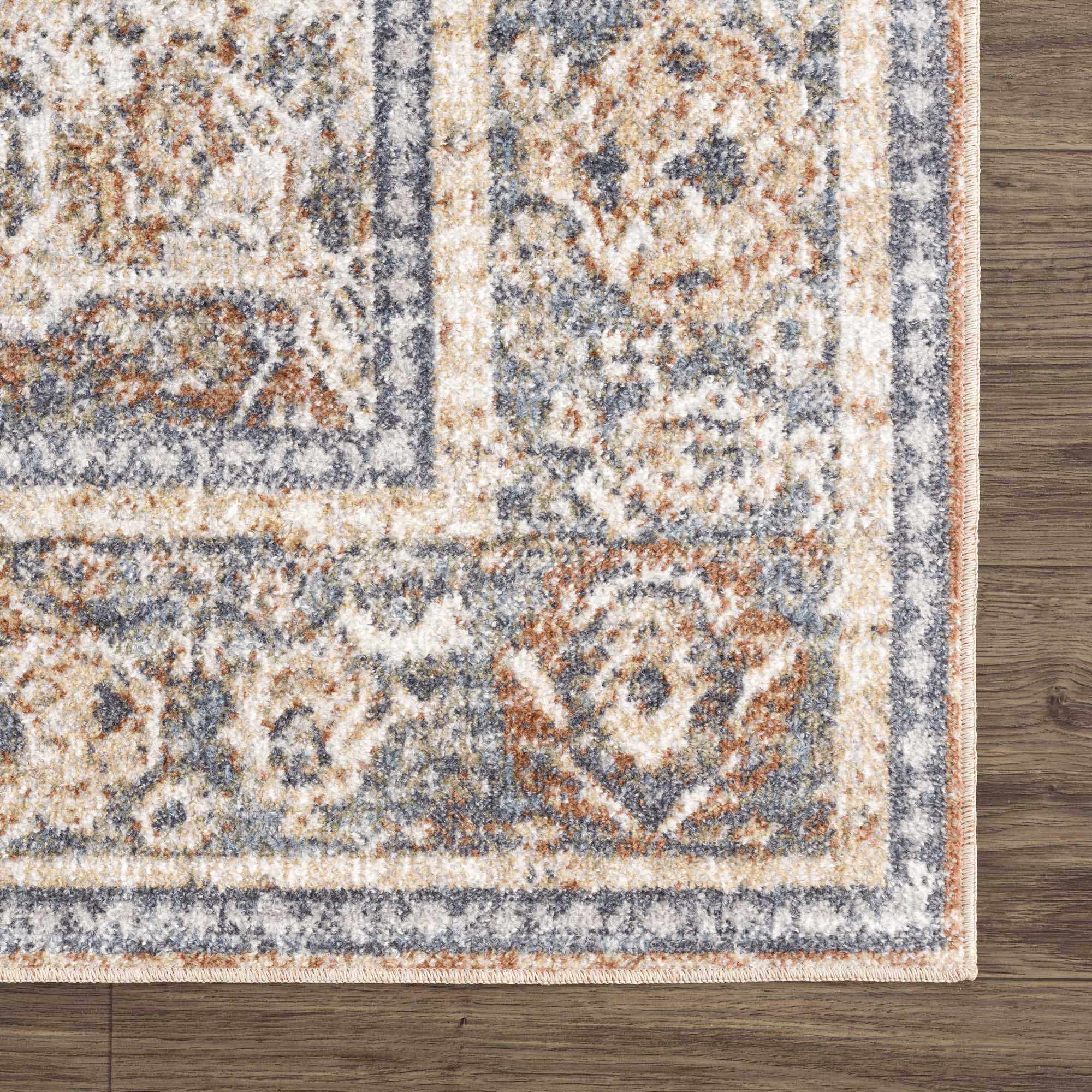 Vintage style Rust, Charcoal and Beige Traditional Design washable rug - Image 8