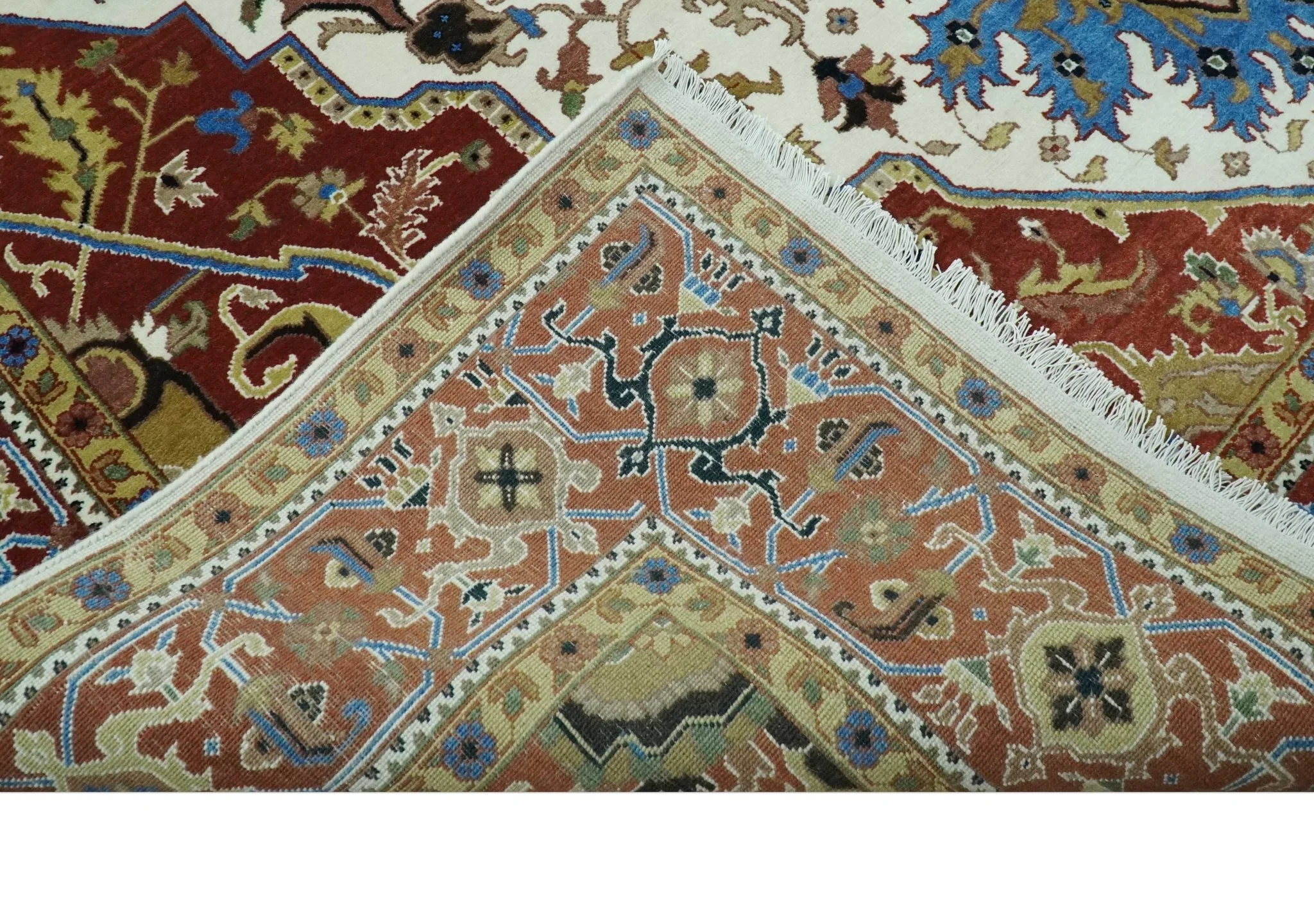 Premium Fine 9x12 Rust, Ivory and Olive Hand Knotted wool area rug - Image 3