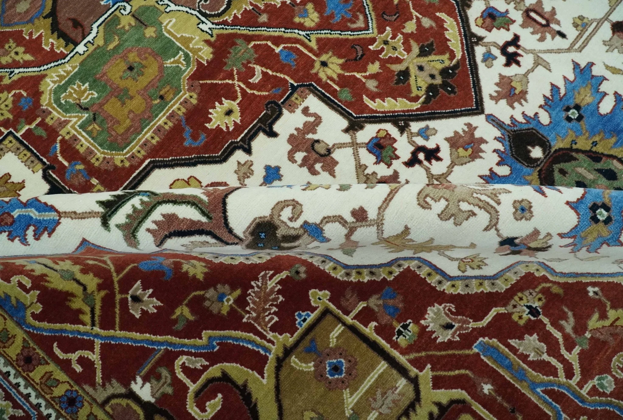 Premium Fine 9x12 Rust, Ivory and Olive Hand Knotted wool area rug - Image 6