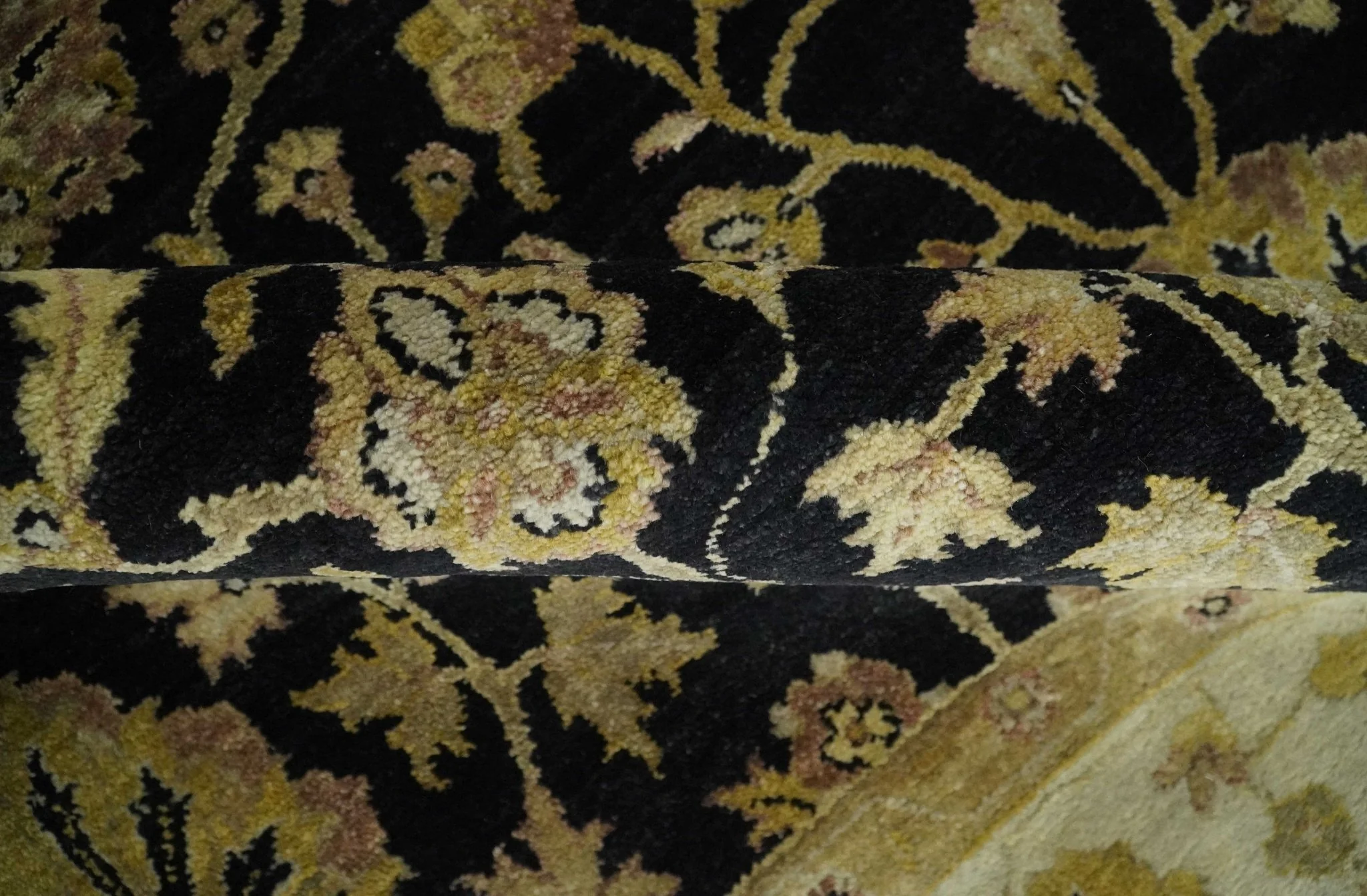 Fine Vintage Style Traditional Black, Olive and Beige Turkish Hand knotted wool Area Rug - Image 7