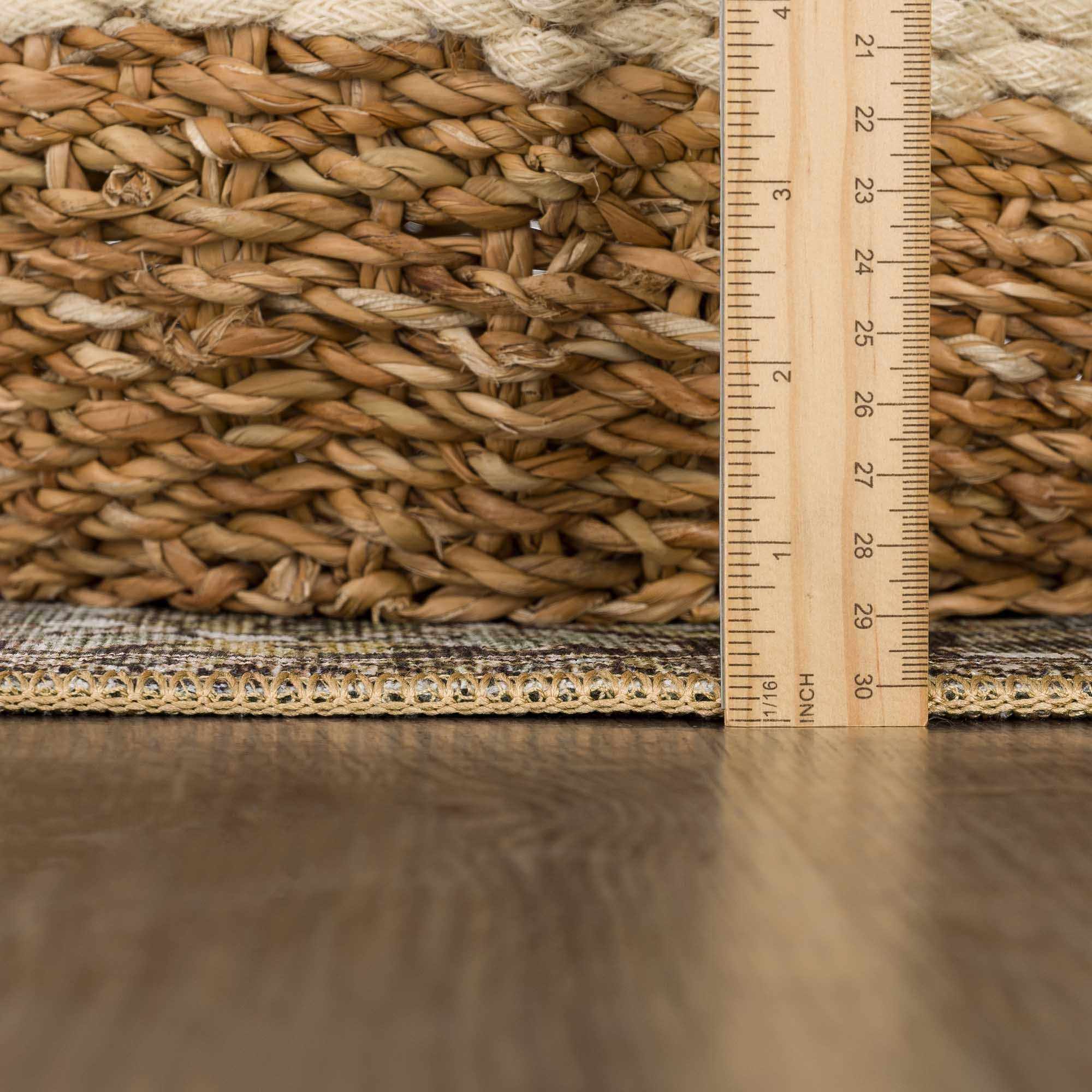 Vintage Style Traditional Heriz Medallion Green, Tan and Charcoal area rug - Image 14