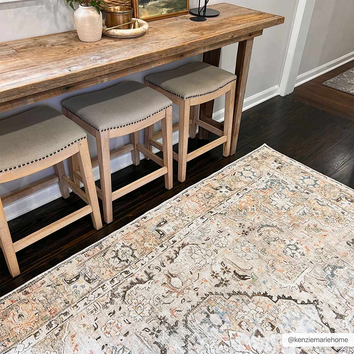 Vintage Style Traditional medallion Machine woven Rust, Charcoal and Silver Machine Washable Rug - Image 4