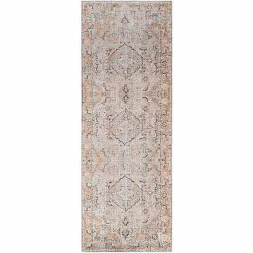 Vintage Style Traditional medallion Machine woven Rust, Charcoal and Silver Machine Washable Rug - Image 7