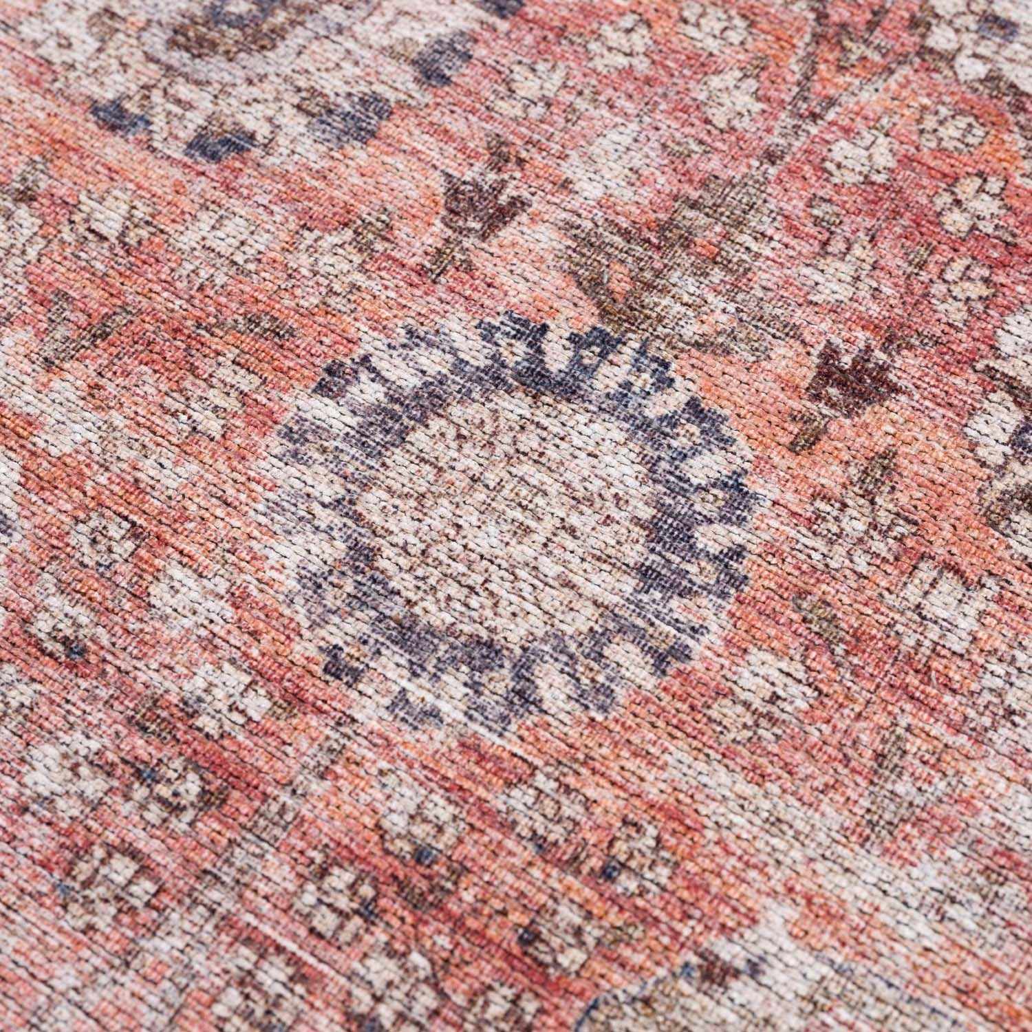 Traditional Design Floral Rust And Charcoal Washable Area Rug - Image 20