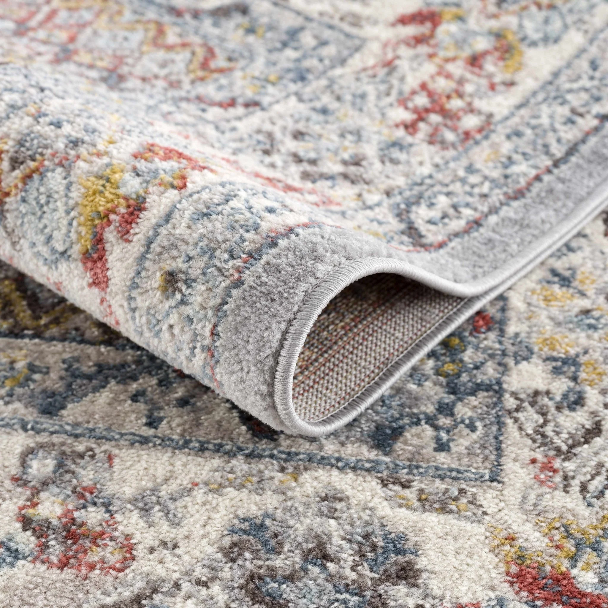 Antique look Traditional Machine Woven Tan, Charcoal, Ivory and Rust Multi Size Rug - Image 12