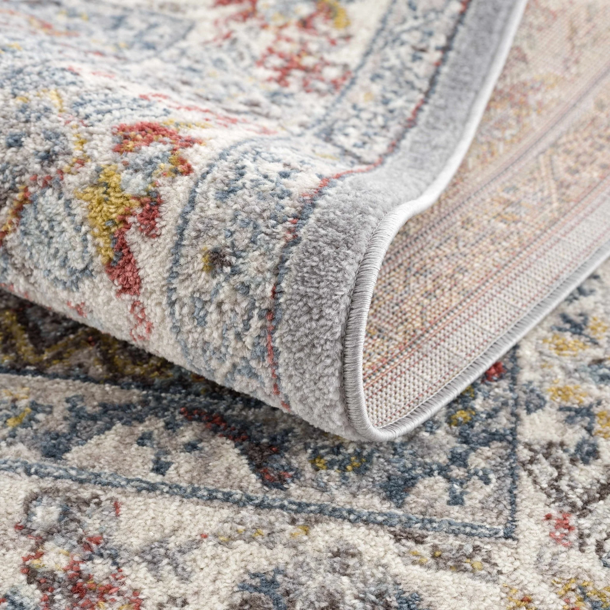 Antique look Traditional Machine Woven Tan, Charcoal, Ivory and Rust Multi Size Rug - Image 13