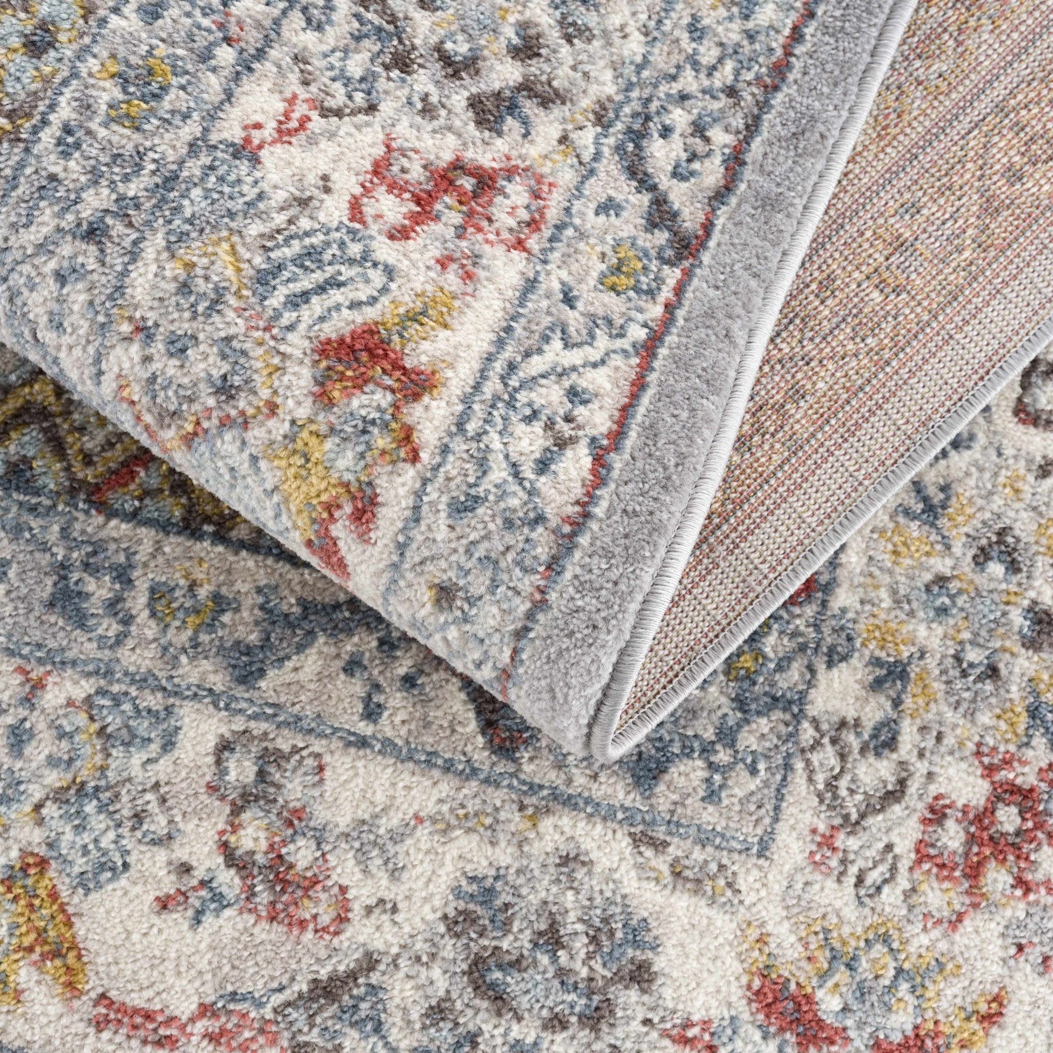 Antique look Traditional Machine Woven Tan, Charcoal, Ivory and Rust Multi Size Rug - Image 14