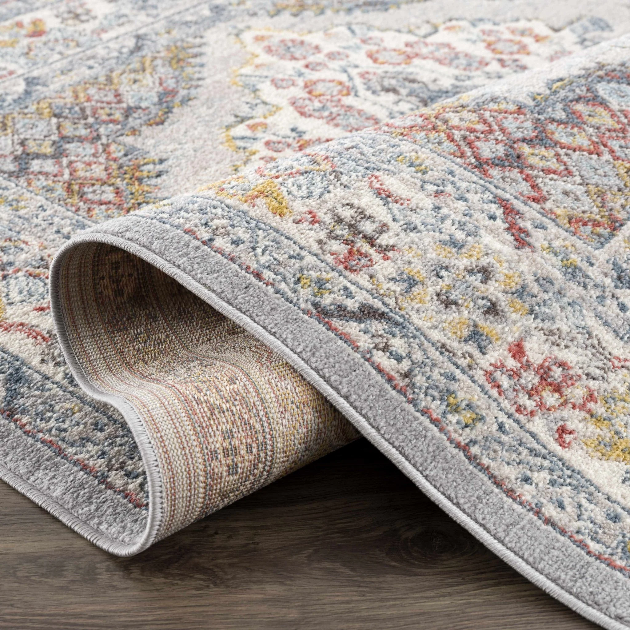 Antique look Traditional Machine Woven Tan, Charcoal, Ivory and Rust Multi Size Rug - Image 15