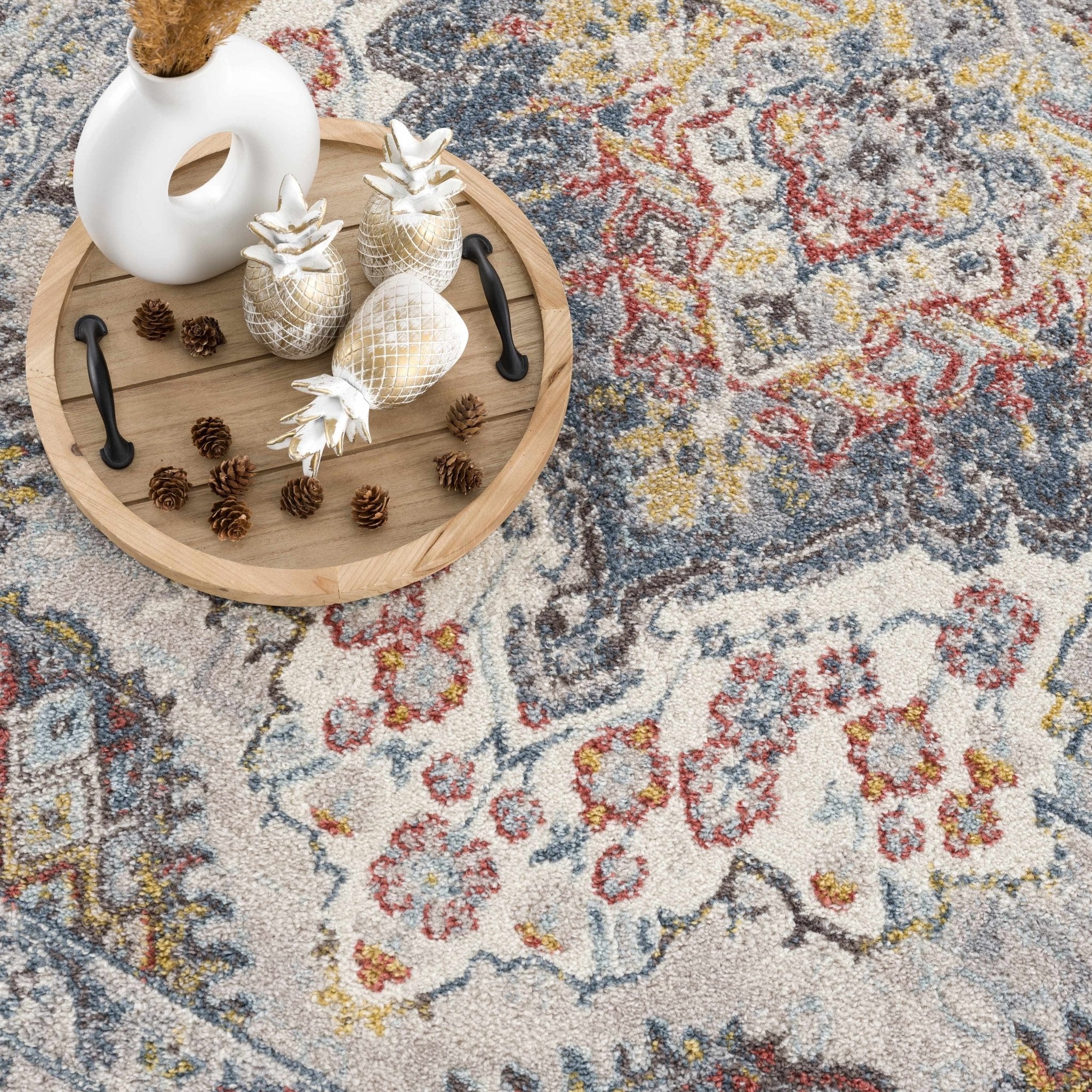 Antique look Traditional Machine Woven Tan, Charcoal, Ivory and Rust Multi Size Rug - Image 22