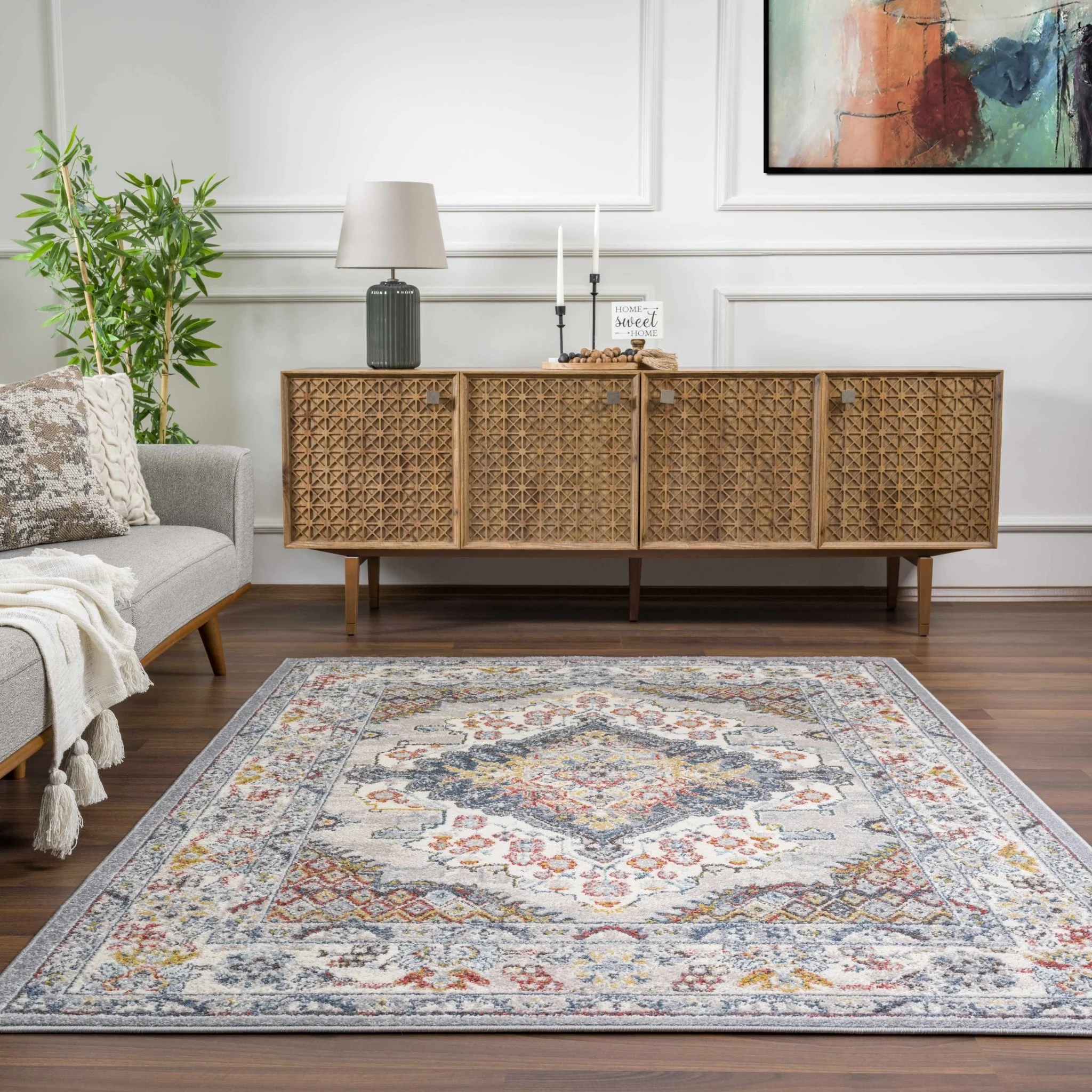 Antique look Traditional Machine Woven Tan, Charcoal, Ivory and Rust Multi Size Rug - Image 23