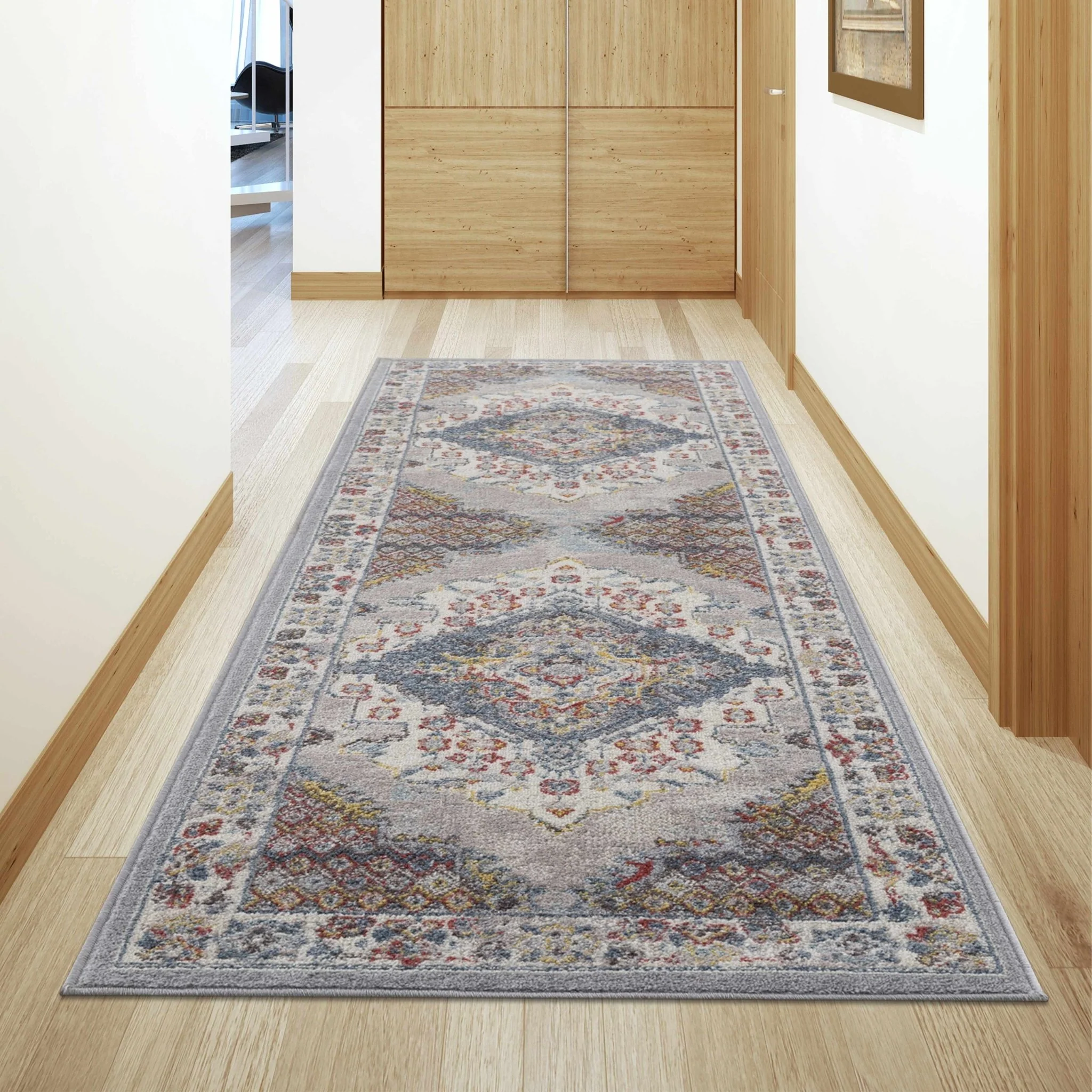Antique look Traditional Machine Woven Tan, Charcoal, Ivory and Rust Multi Size Rug - Image 25