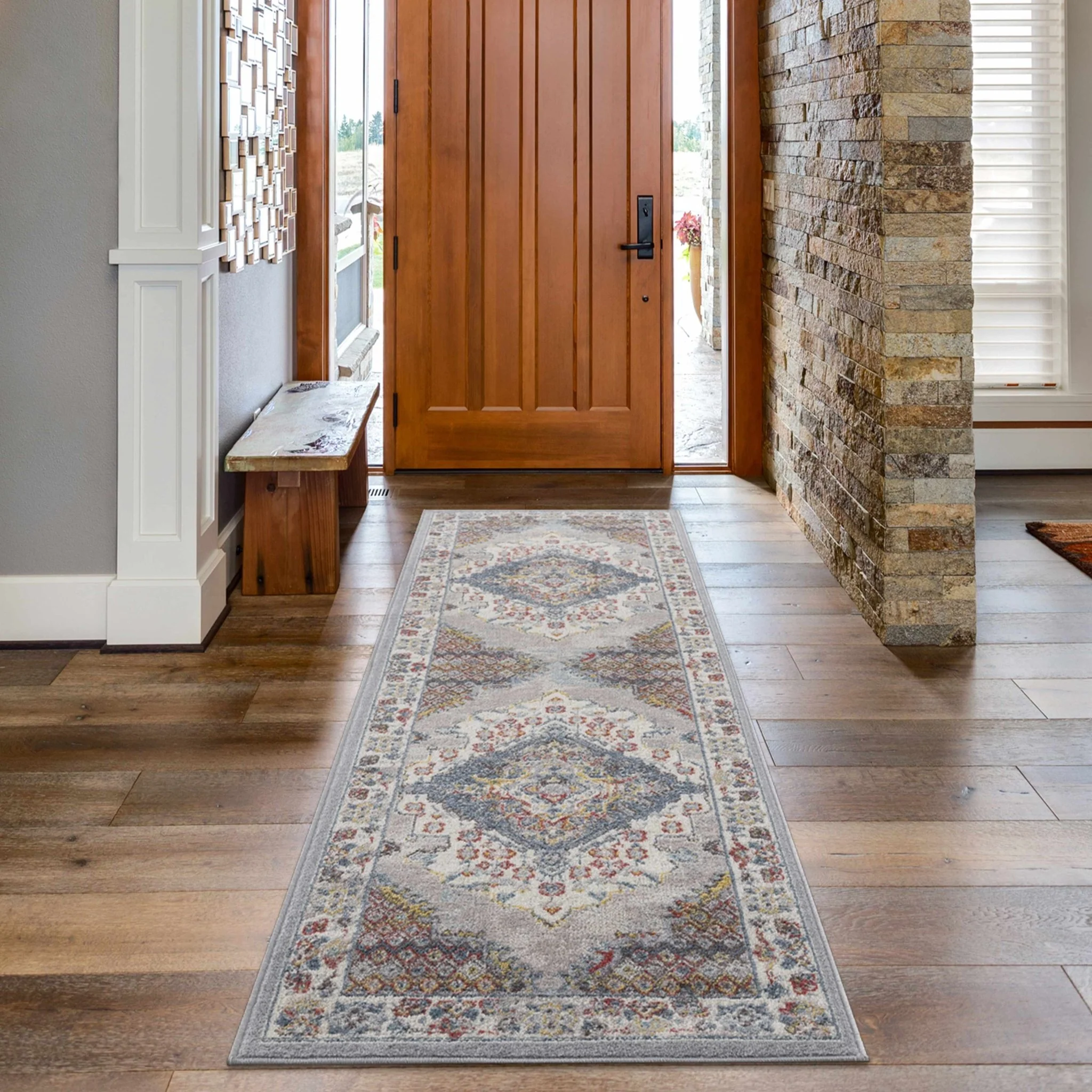 Antique look Traditional Machine Woven Tan, Charcoal, Ivory and Rust Multi Size Rug - Image 26