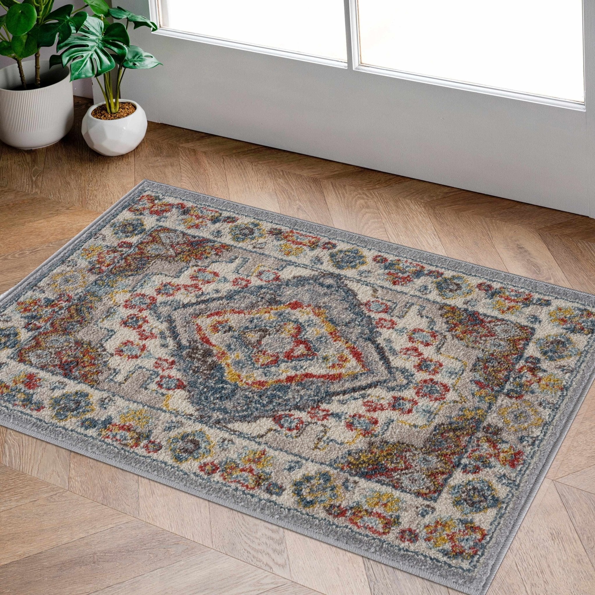 Antique look Traditional Machine Woven Tan, Charcoal, Ivory and Rust Multi Size Rug - Image 27