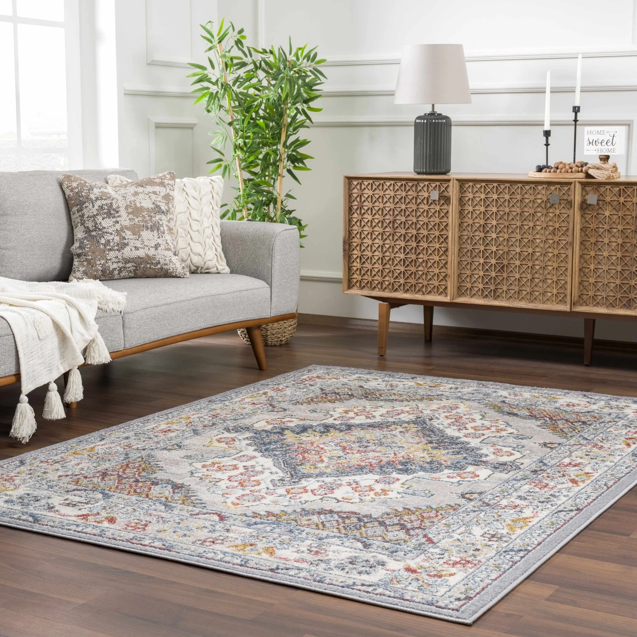 Antique look Traditional Machine Woven Tan, Charcoal, Ivory and Rust Multi Size Rug - Image 29