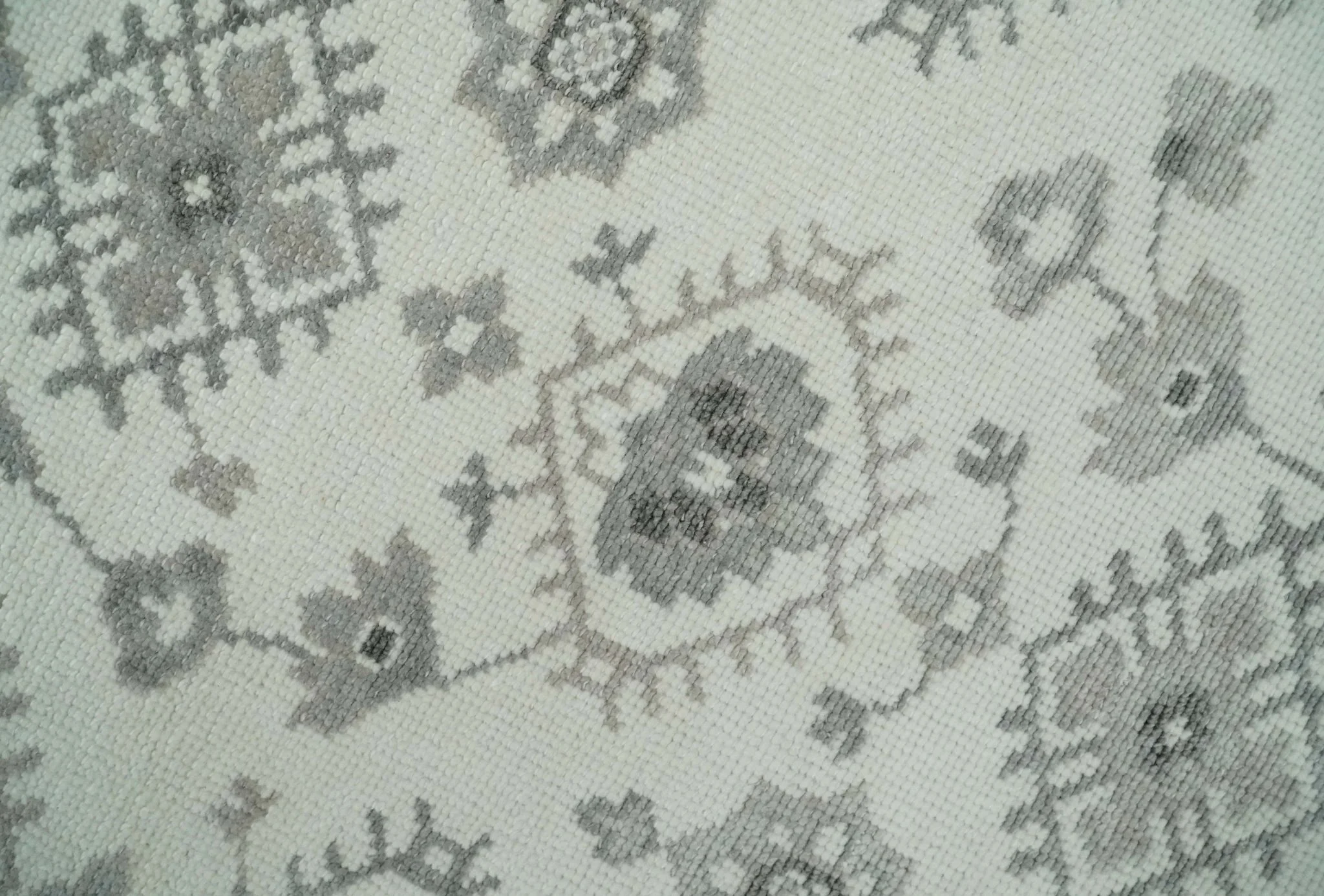 Ivory and Gray Persian 6x9, 8x10 and 9x12 Hand Knotted Traditional Antique Textured Low Pile Wool Rug | TRD54758 - Image 8
