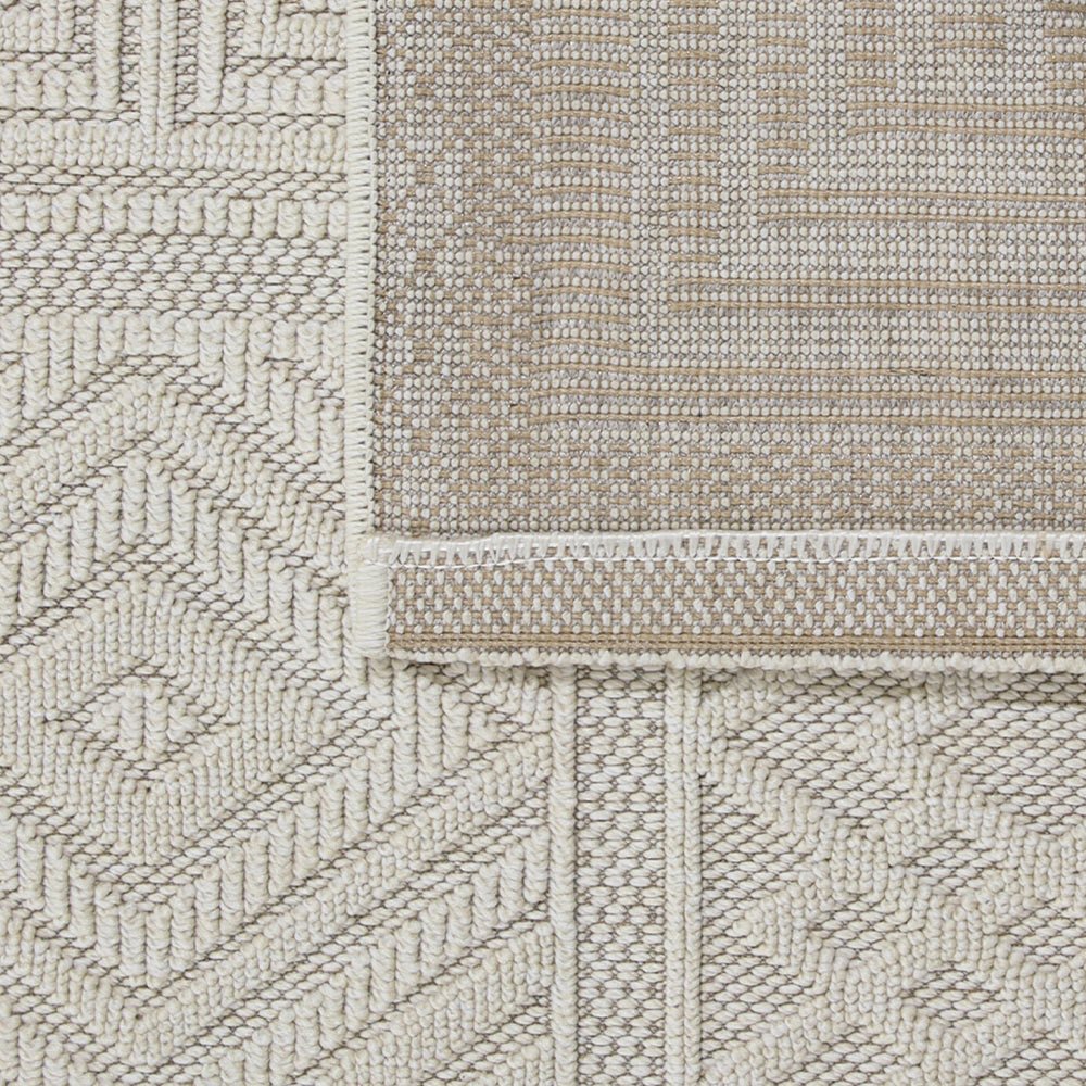 White Geometrical Machine Washable Polypropylene Rug - Image 5