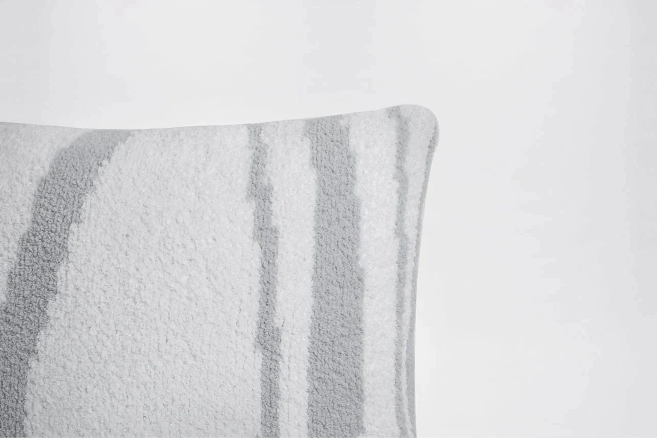 Off-White And Cloud Gray Soft and Cozy 20x20 Inch Striped Throw Pillow - Image 2