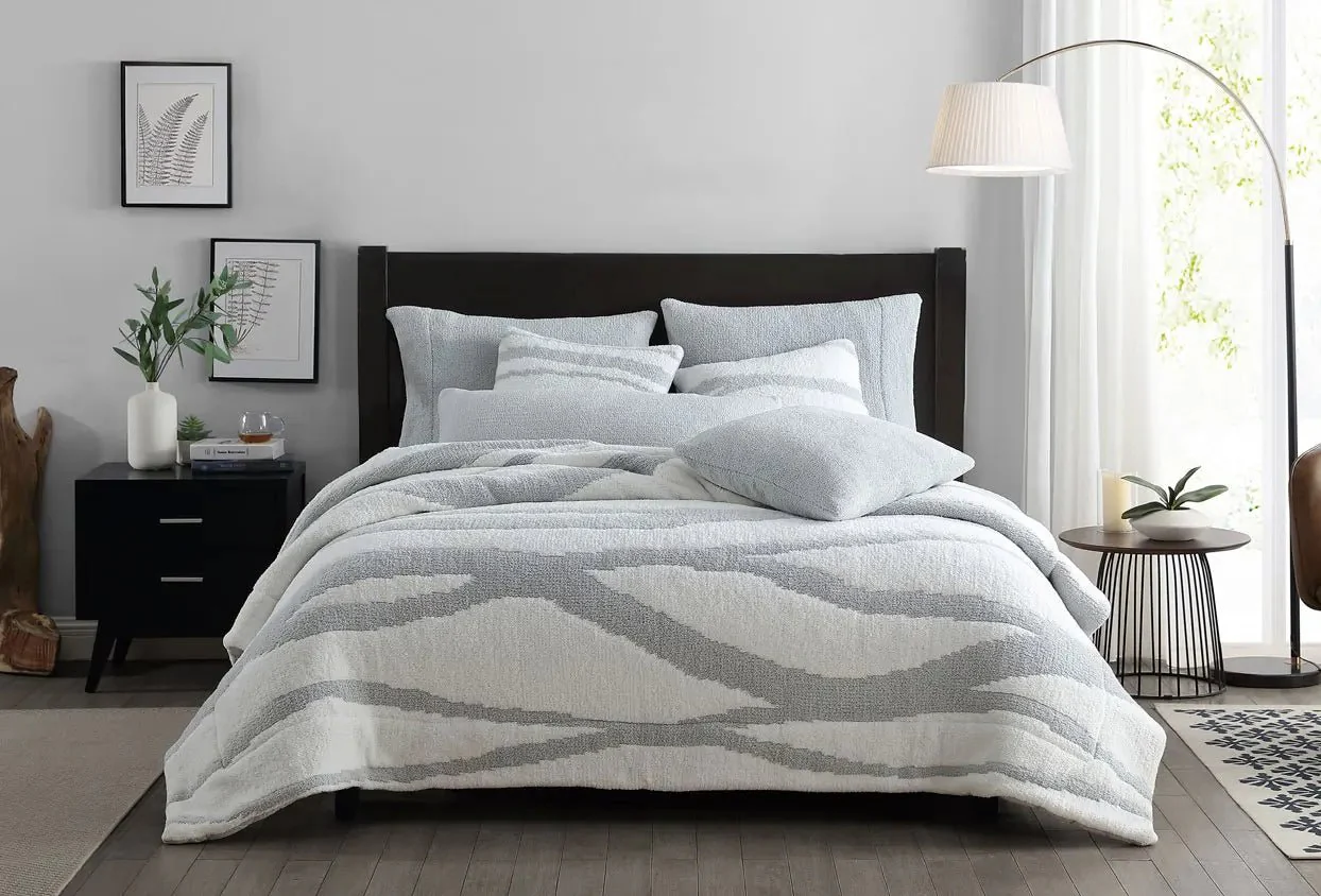 Off-White And Cloud Gray Soft and Cozy 20x20 Inch Striped Throw Pillow - Image 4