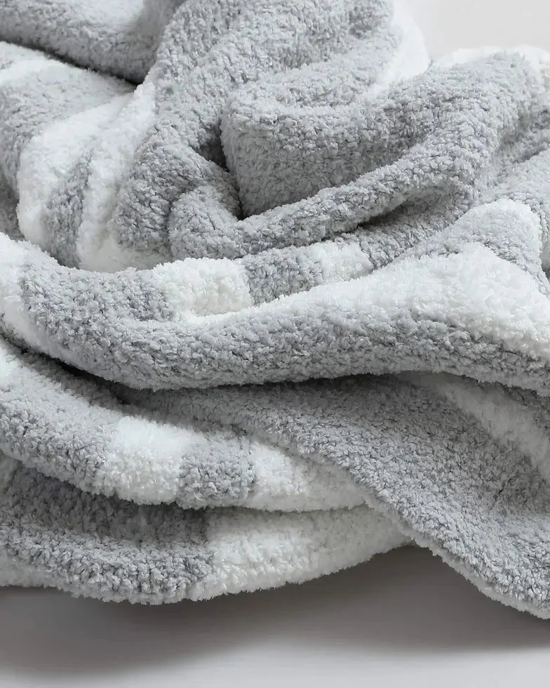 Soft And Cozy Off-white And Cloud Gray Reversible Blanket Throw For Bed Or Couch - Image 2