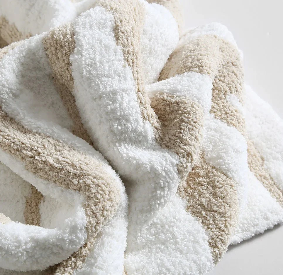 Soft And Cozy Off-white And Cloud Gray Reversible Blanket Throw For Bed Or Couch - Image 5