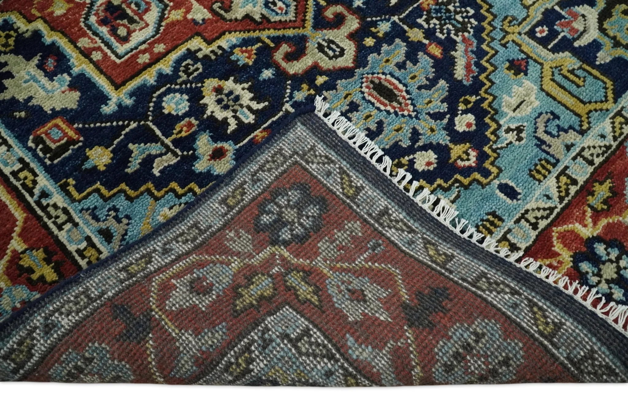 Wool 6x9 Blue and Rust Traditional Persian Antique Area Rug | TRDCP19669 - Image 5
